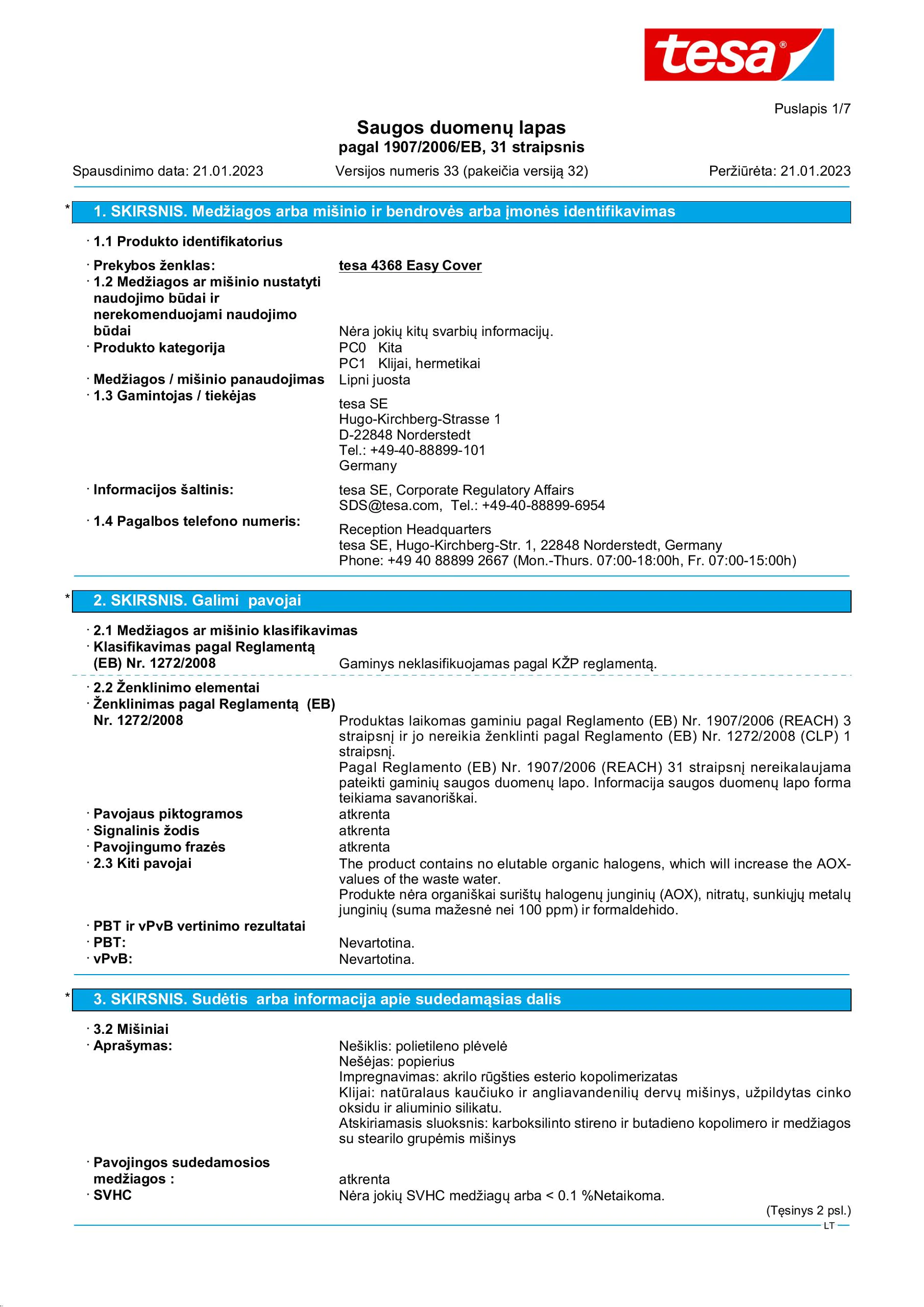 Safety data sheet_tesa® Professional 04368_lt-LT_v33