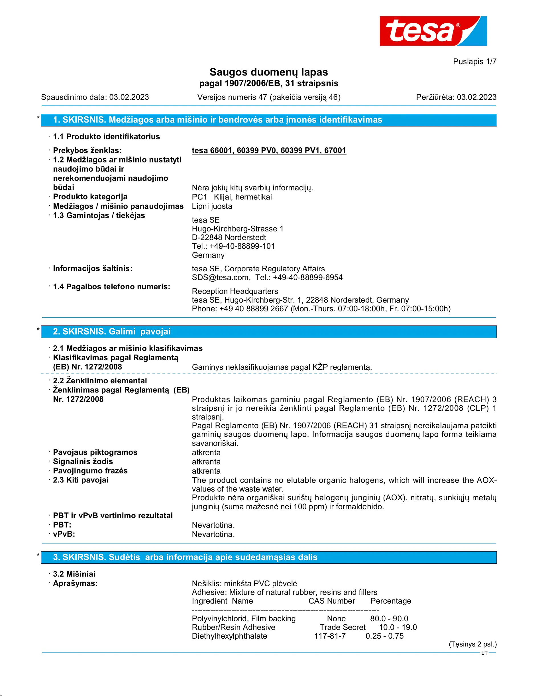 Safety data sheet_tesa® Professional 60399_lt-LT_v47