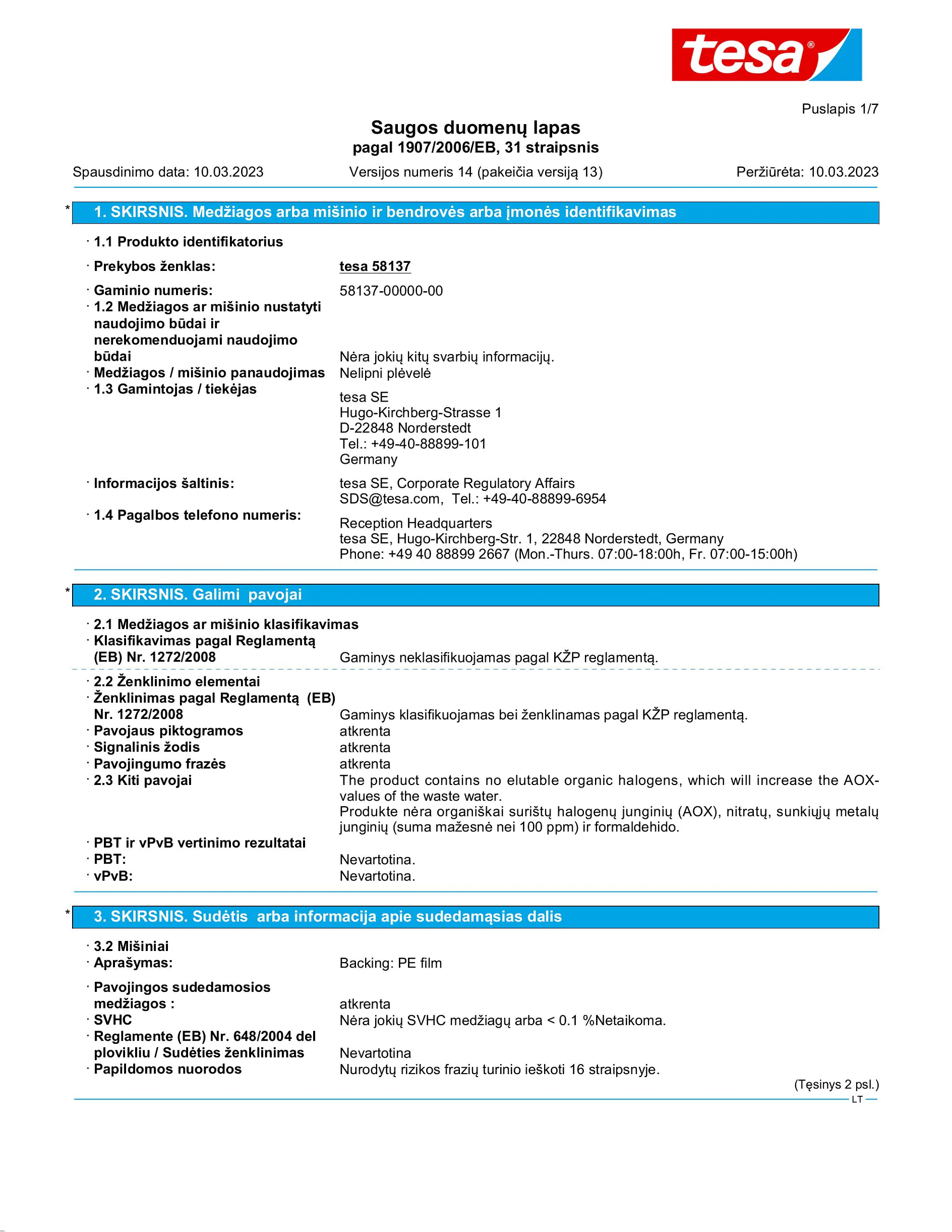 Safety data sheet_tesa® 58137_lt-LT_v14