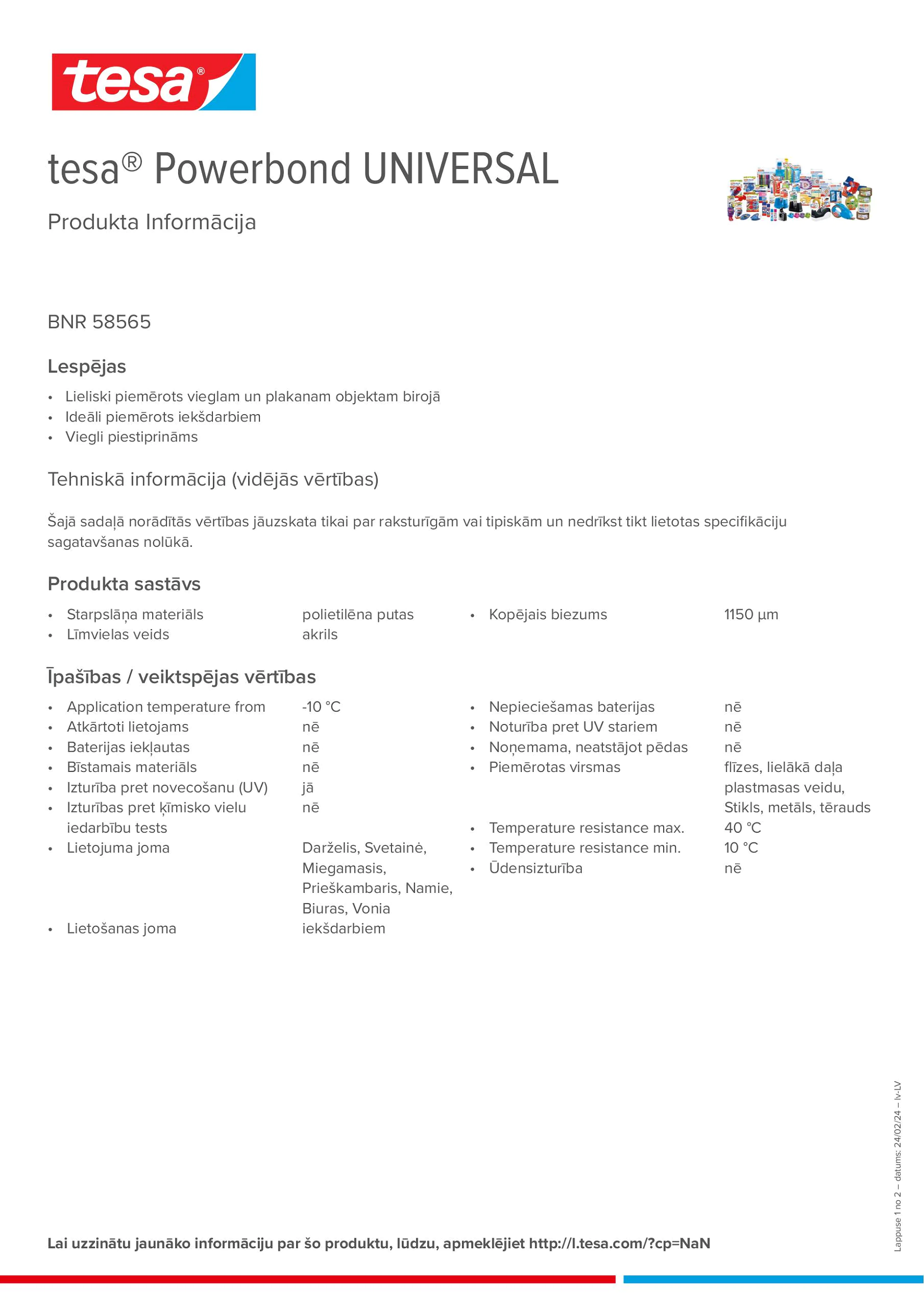 Product information_tesa® Powerbond 58565_lv-LV