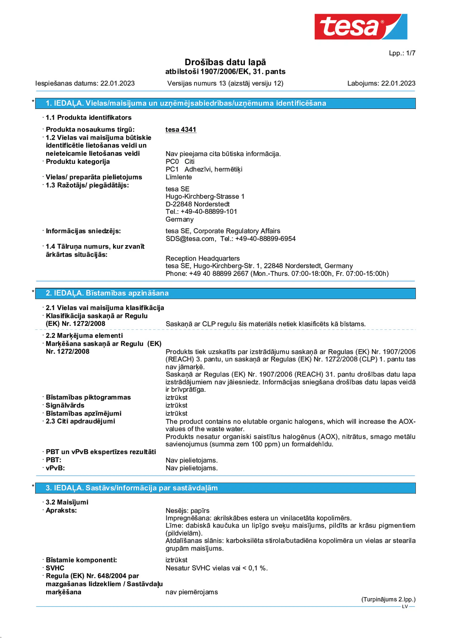 Safety data sheet_tesa® 4341_lv-LV_v13