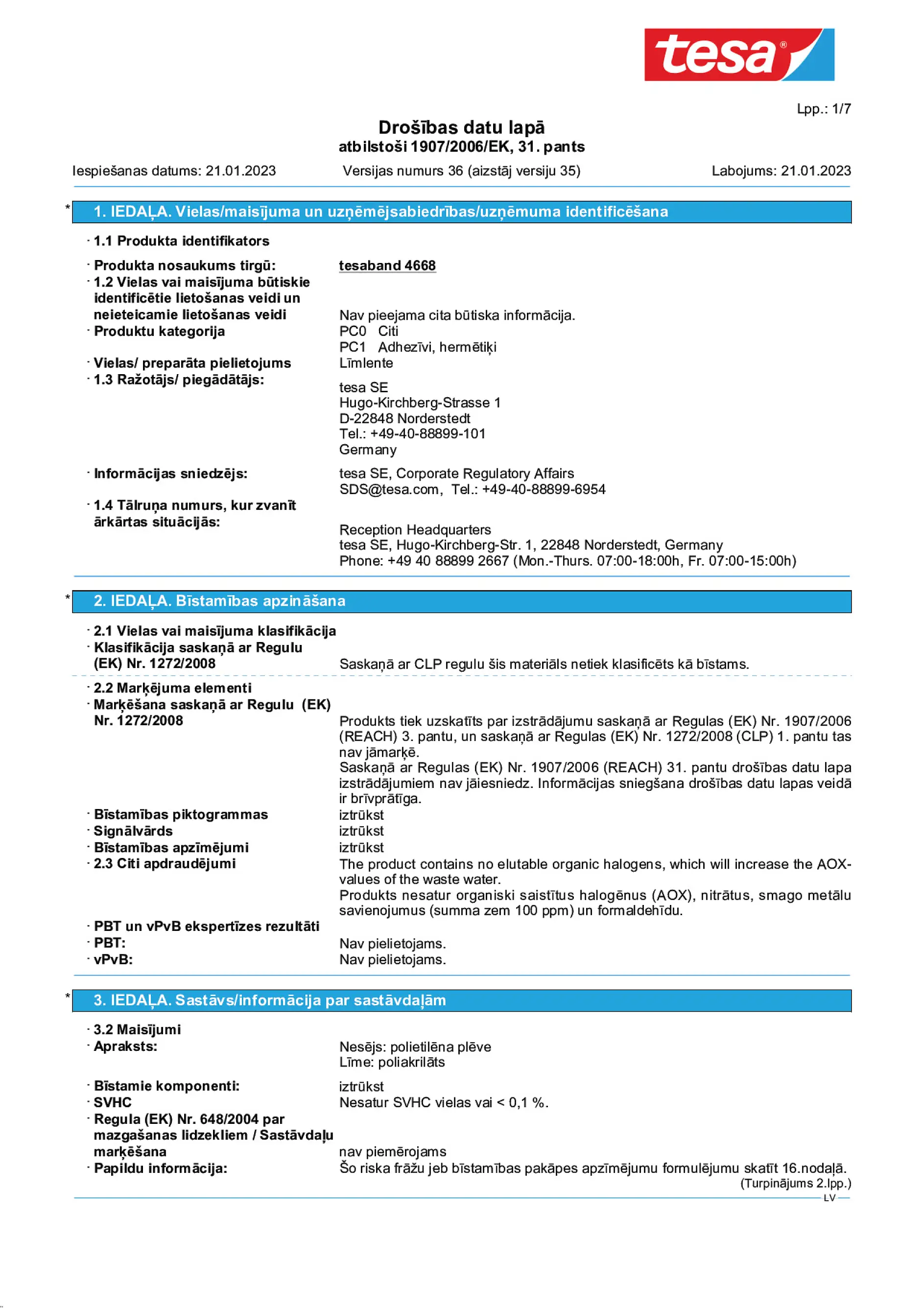 Safety data sheet_tesa® Professional 04668_lv-LV_v36