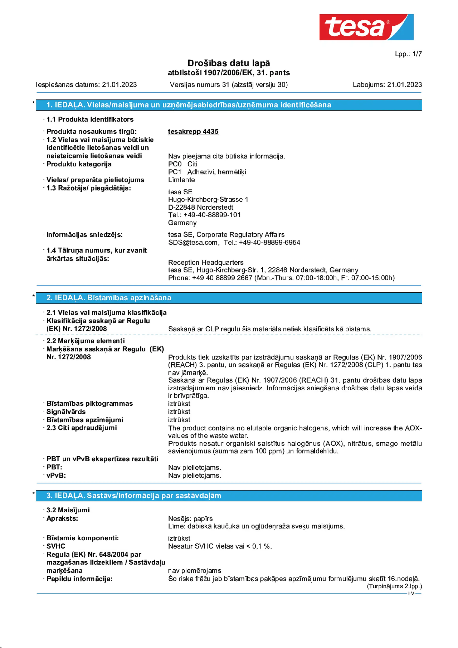 Safety data sheet_tesa® Professional 04435_lv-LV_v31