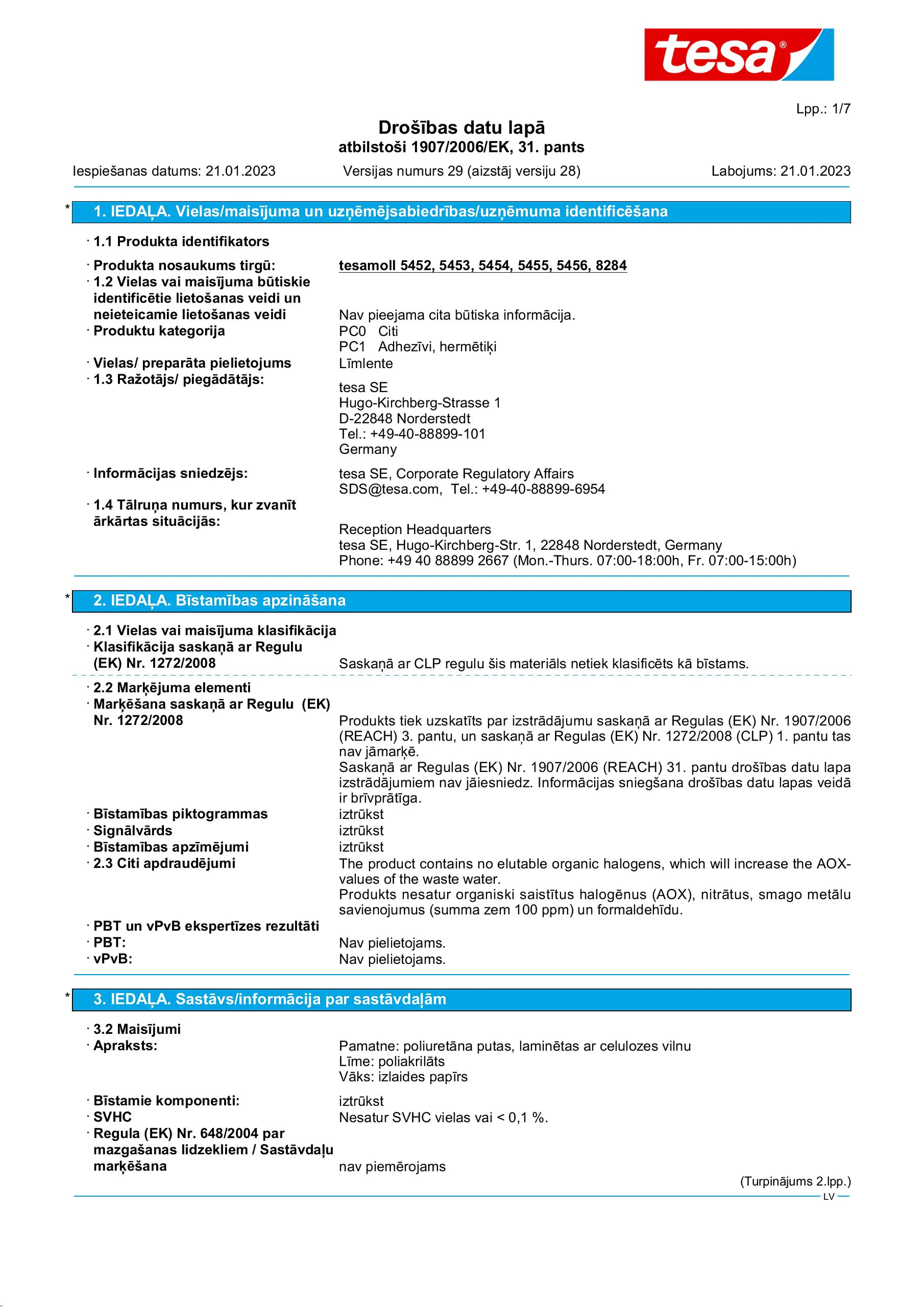 Safety data sheet_tesamoll® 55604_lv-LV_v29