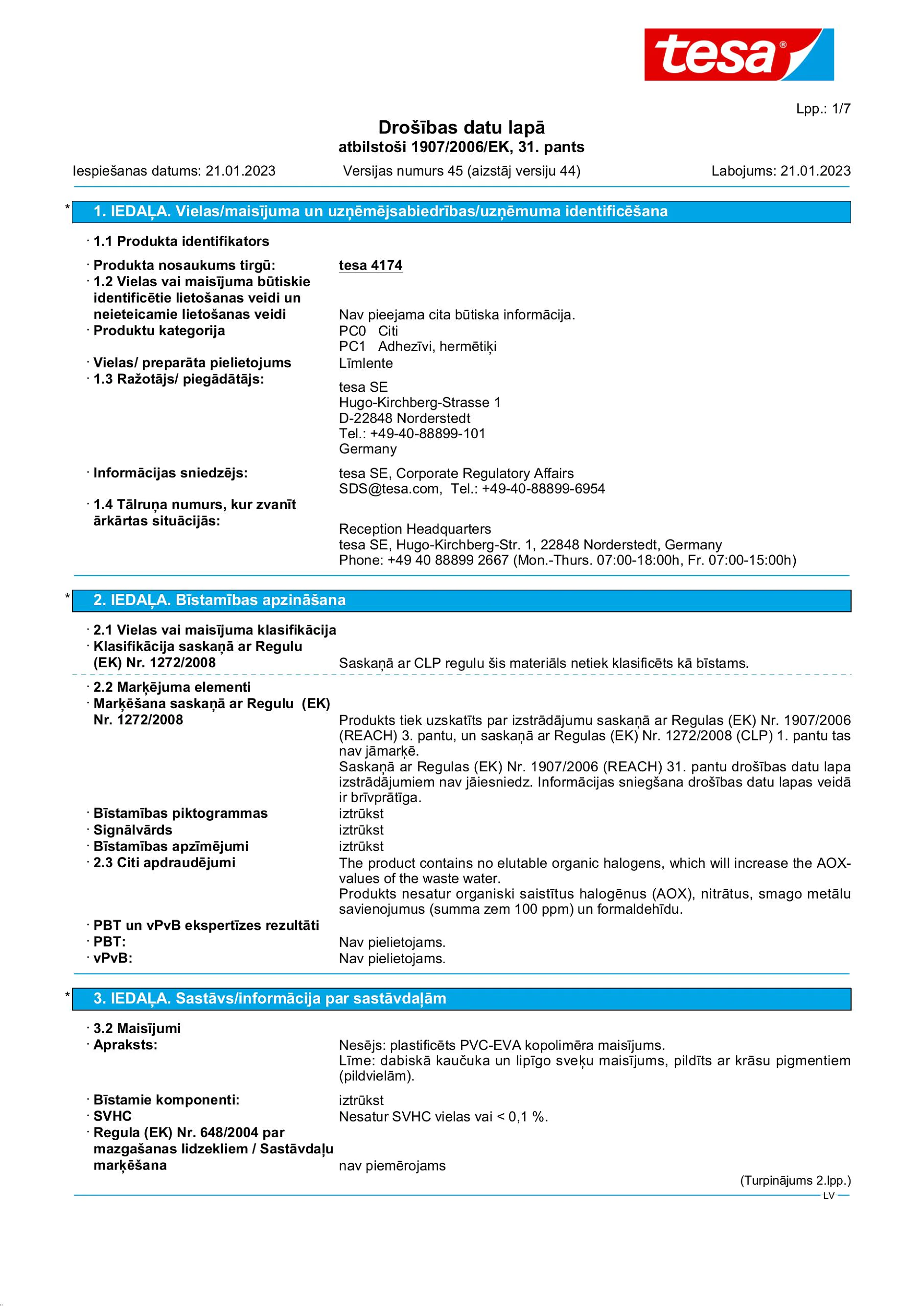 Safety data sheet_tesa® 4174_lv-LV_v45