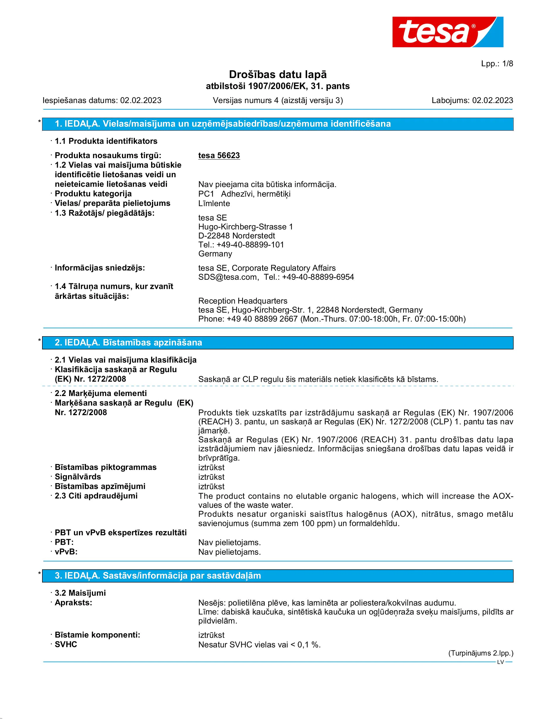 Safety data sheet_tesa® 56622_lv-LV_v4