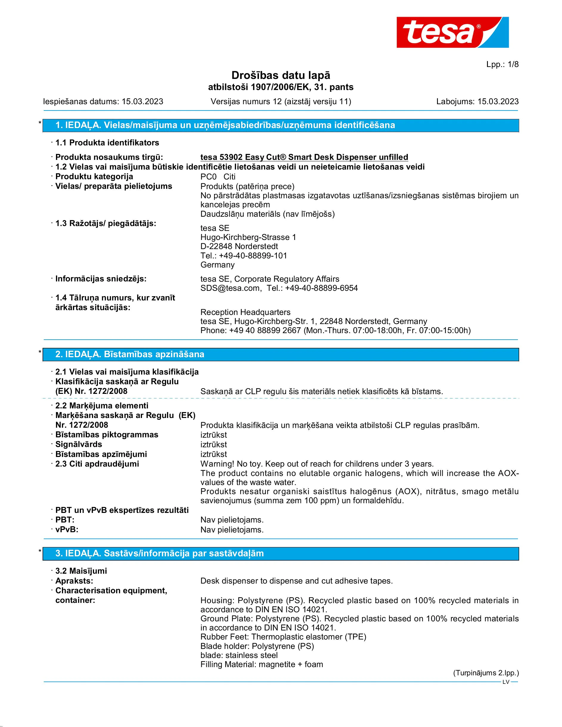 Safety data sheet_tesa® Easy Cut 53902_lv-LV_v12