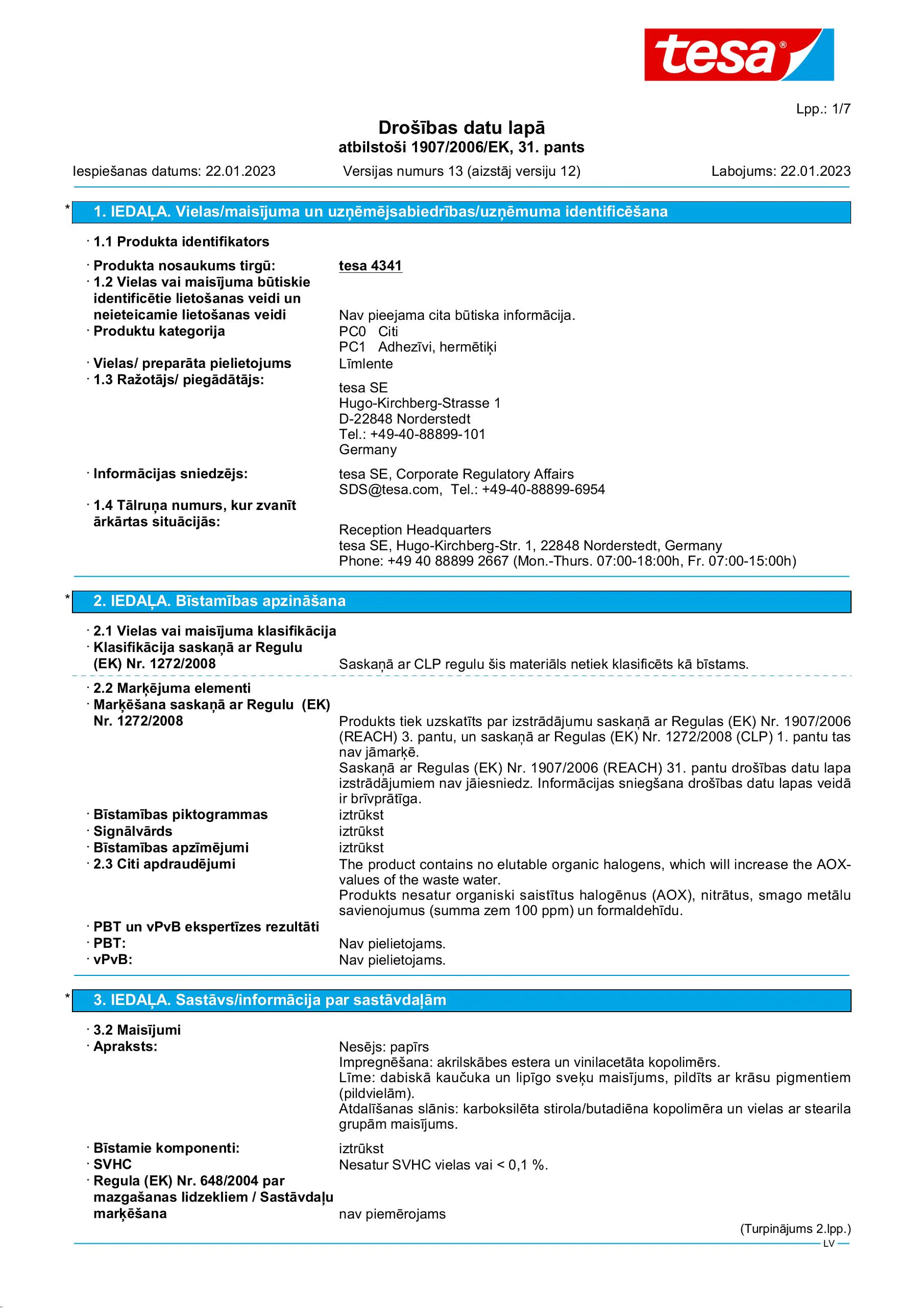 Safety data sheet_tesa® 4341_lv-LV_v13