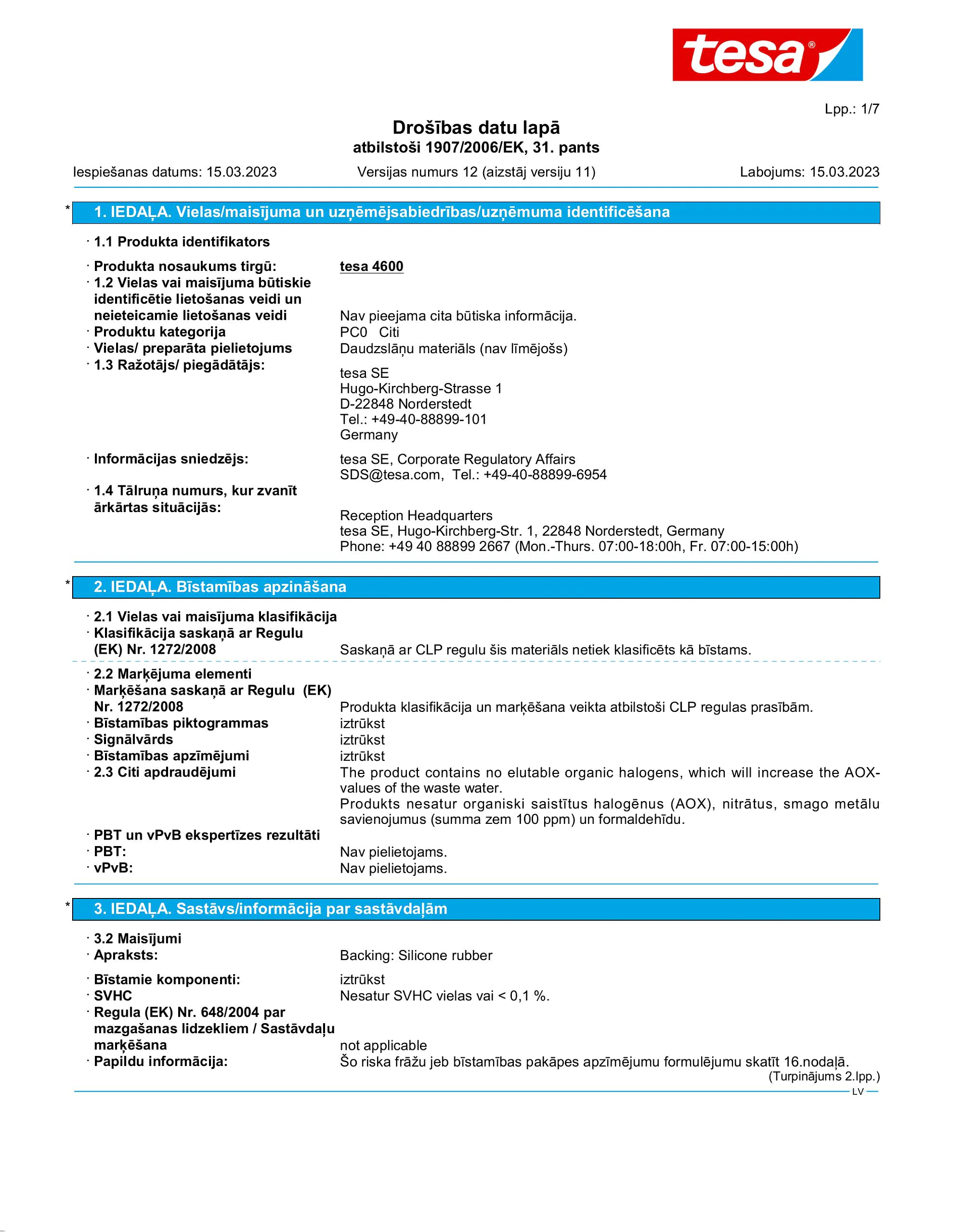 Safety data sheet_tesa® Professional 04600_lv-LV_v12