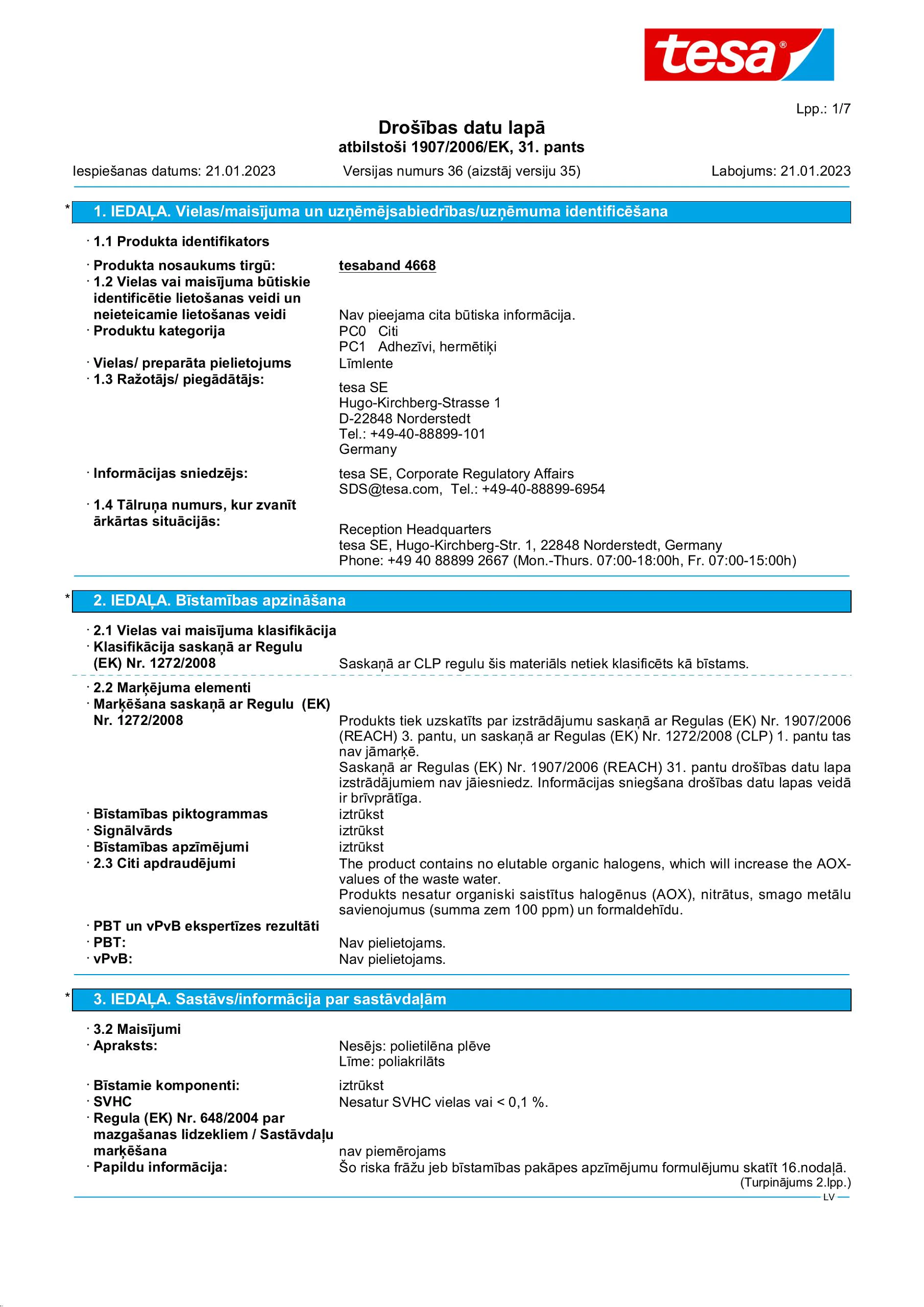 Safety data sheet_tesa® Professional 04668_lv-LV_v36