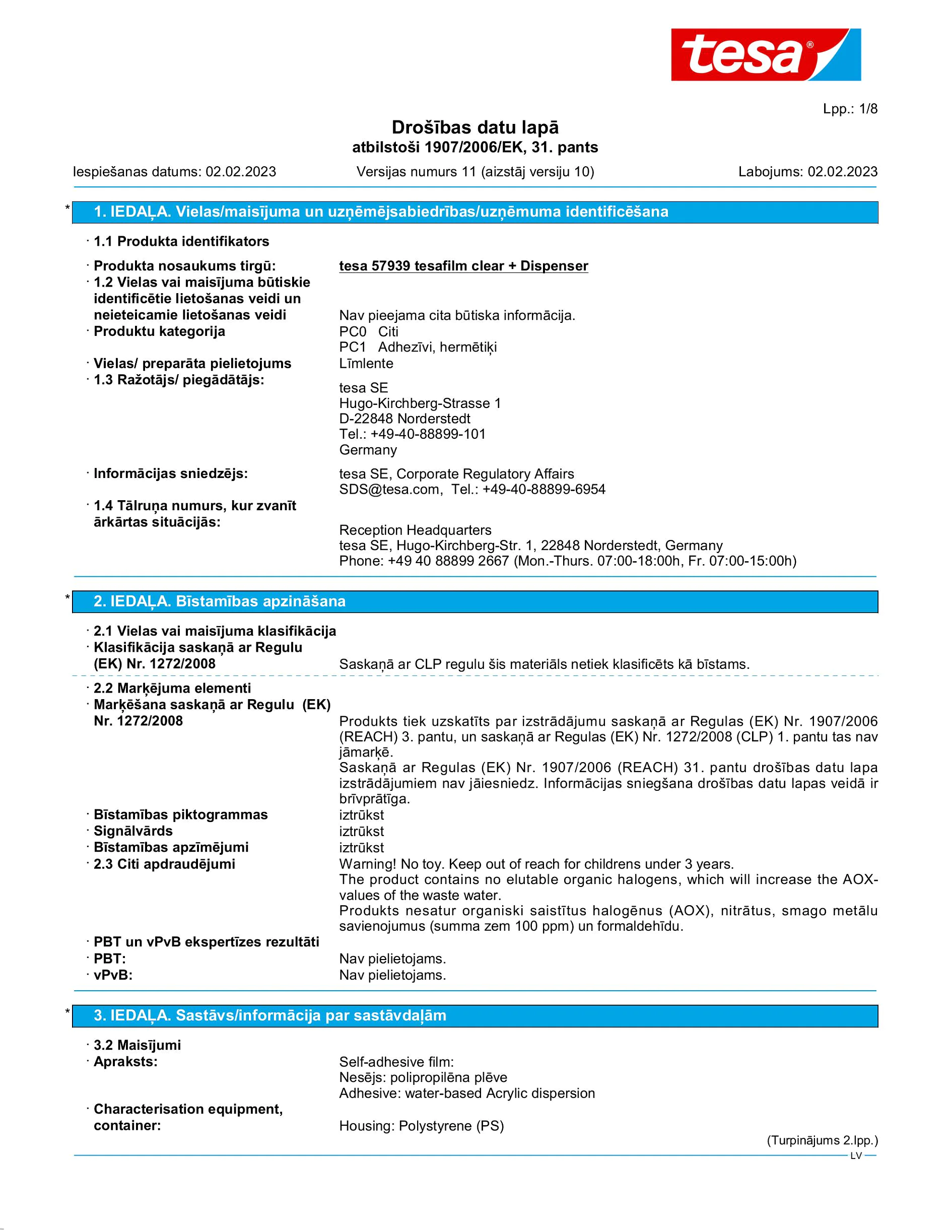 Safety data sheet_tesafilm® 57928_lv-LV_v11