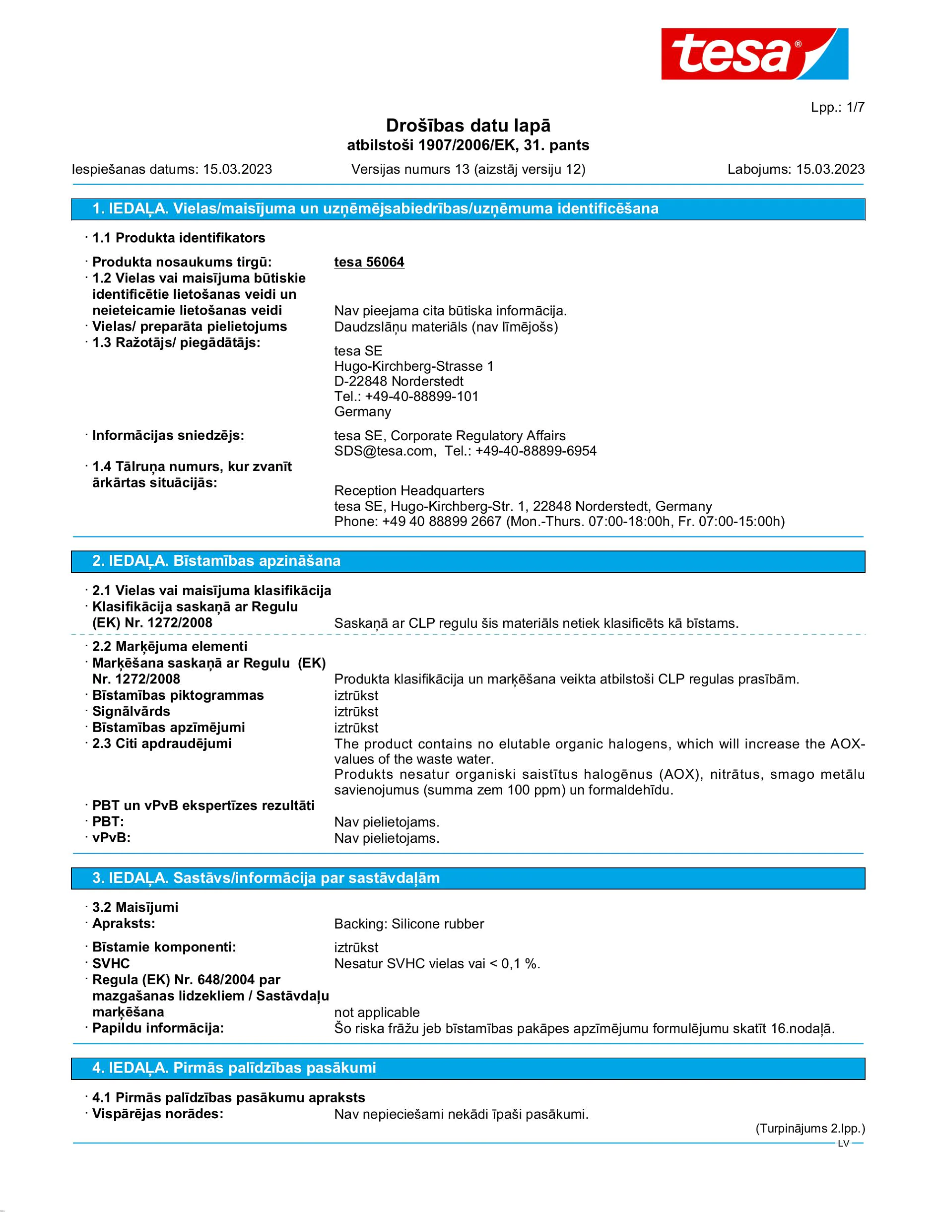 Safety data sheet_tesa® extra Power 56064_lv-LV_v13