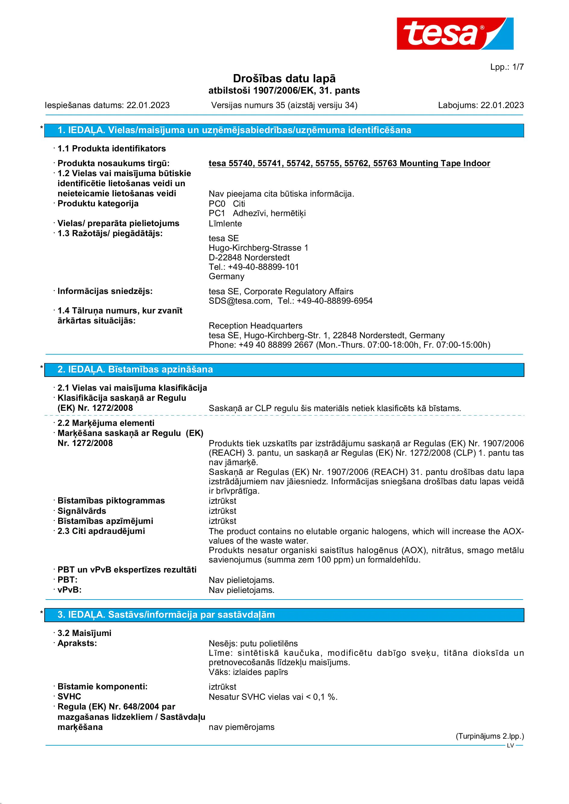 Safety data sheet_tesa® Powerbond 55740_lv-LV_v35