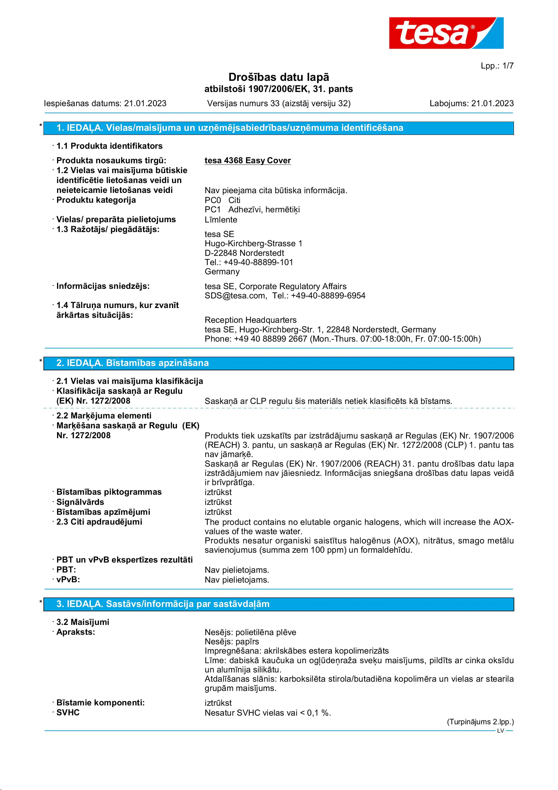 Safety data sheet_tesa® Professional 04368_lv-LV_v33