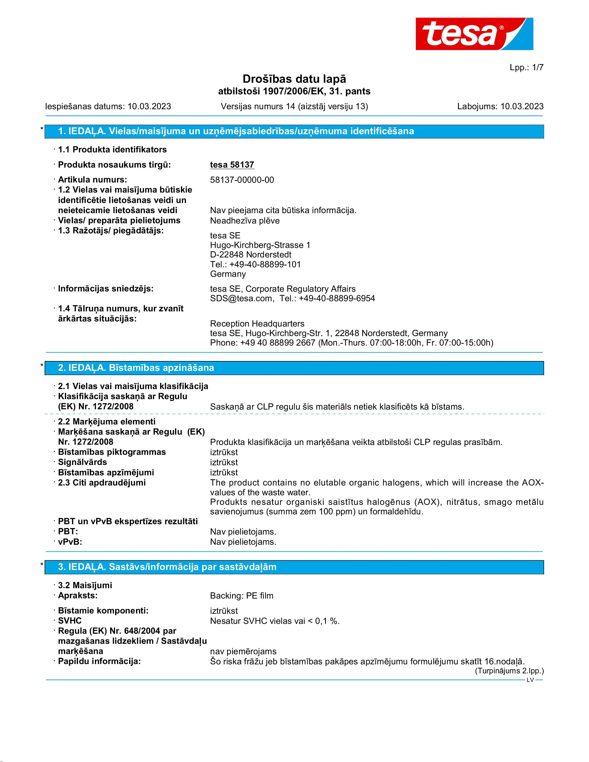 Safety data sheet_tesa® 58137_lv-LV_v14