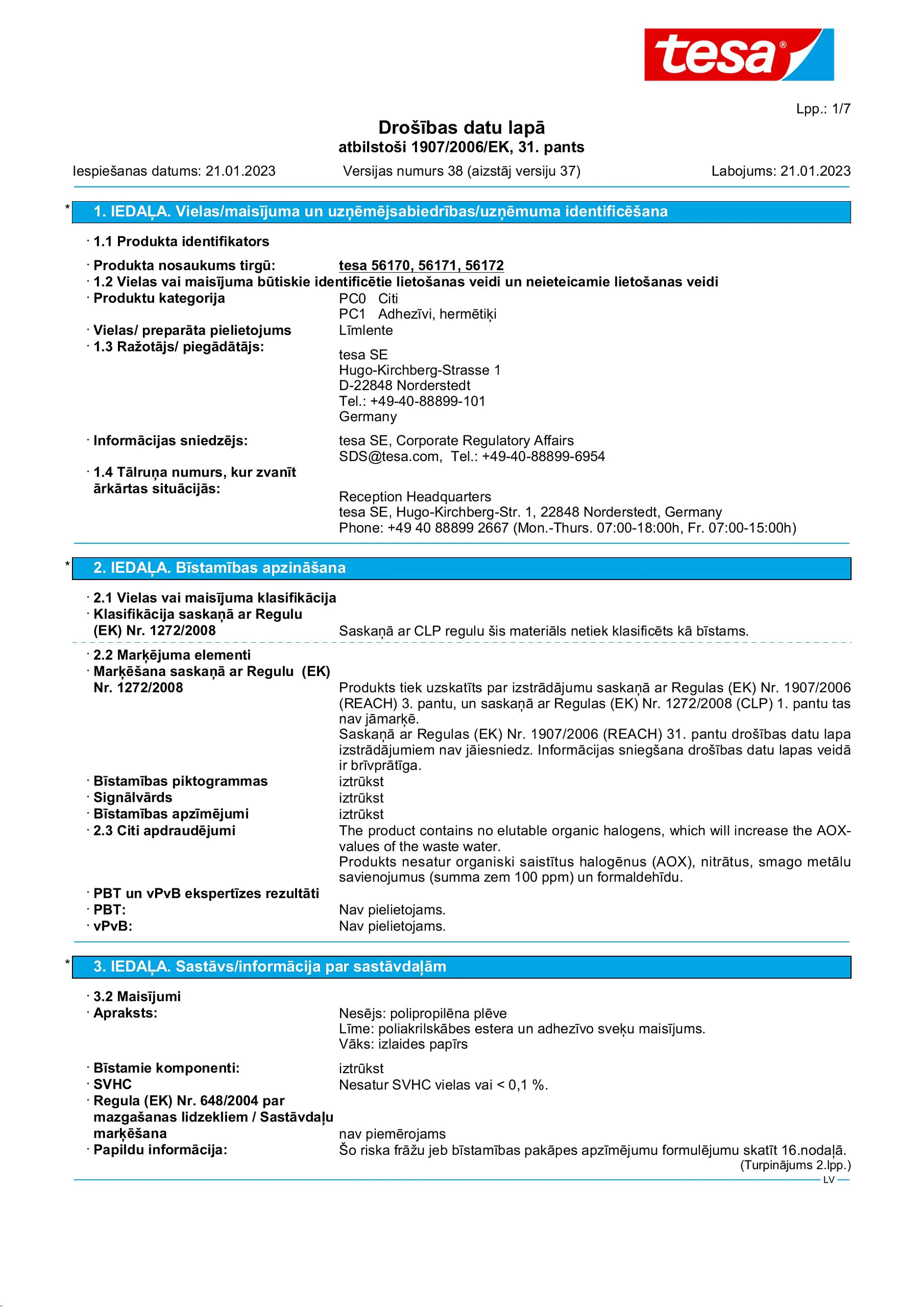 Safety data sheet_tesa® 56170_lv-LV_v38