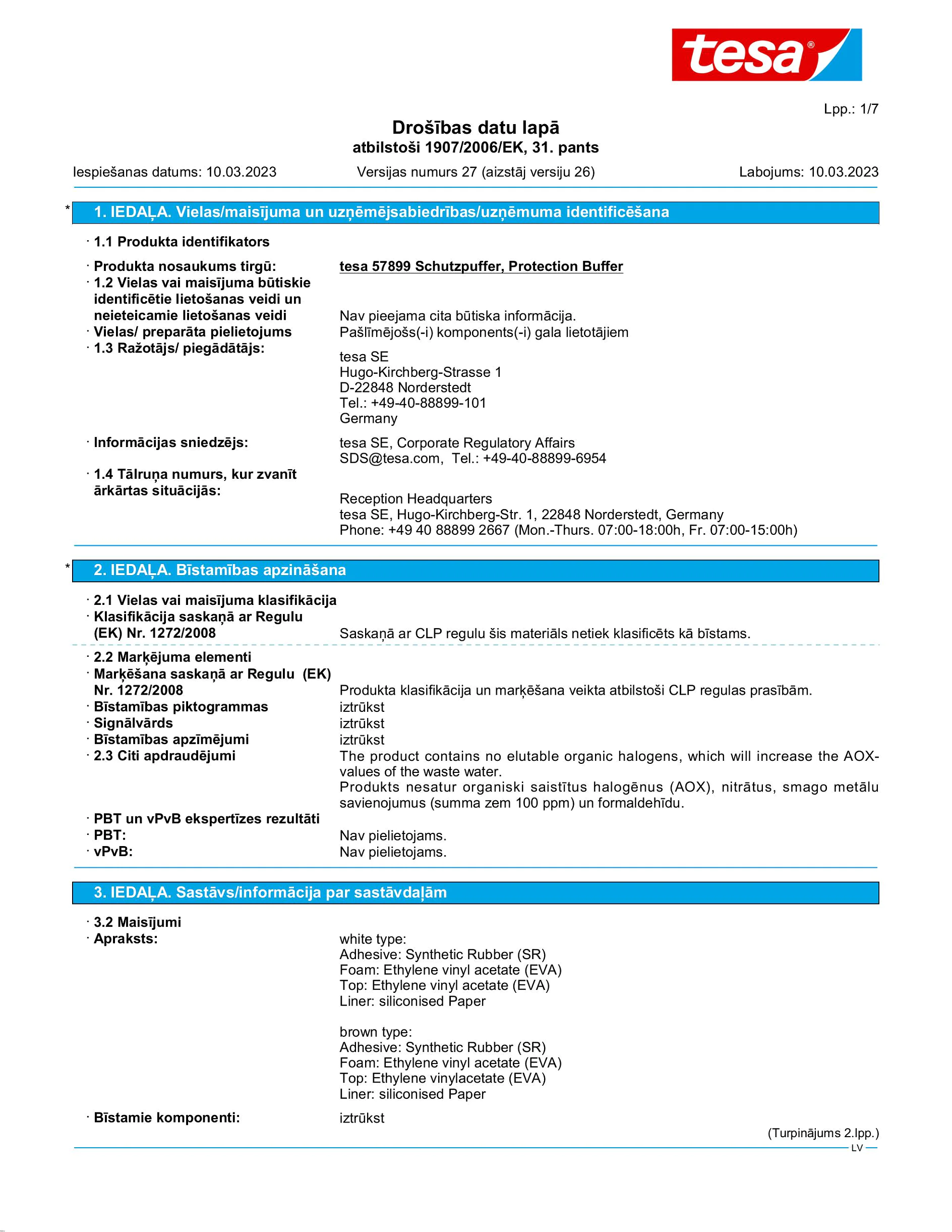 Safety data sheet_tesa® Protect 57705_lv-LV_v27