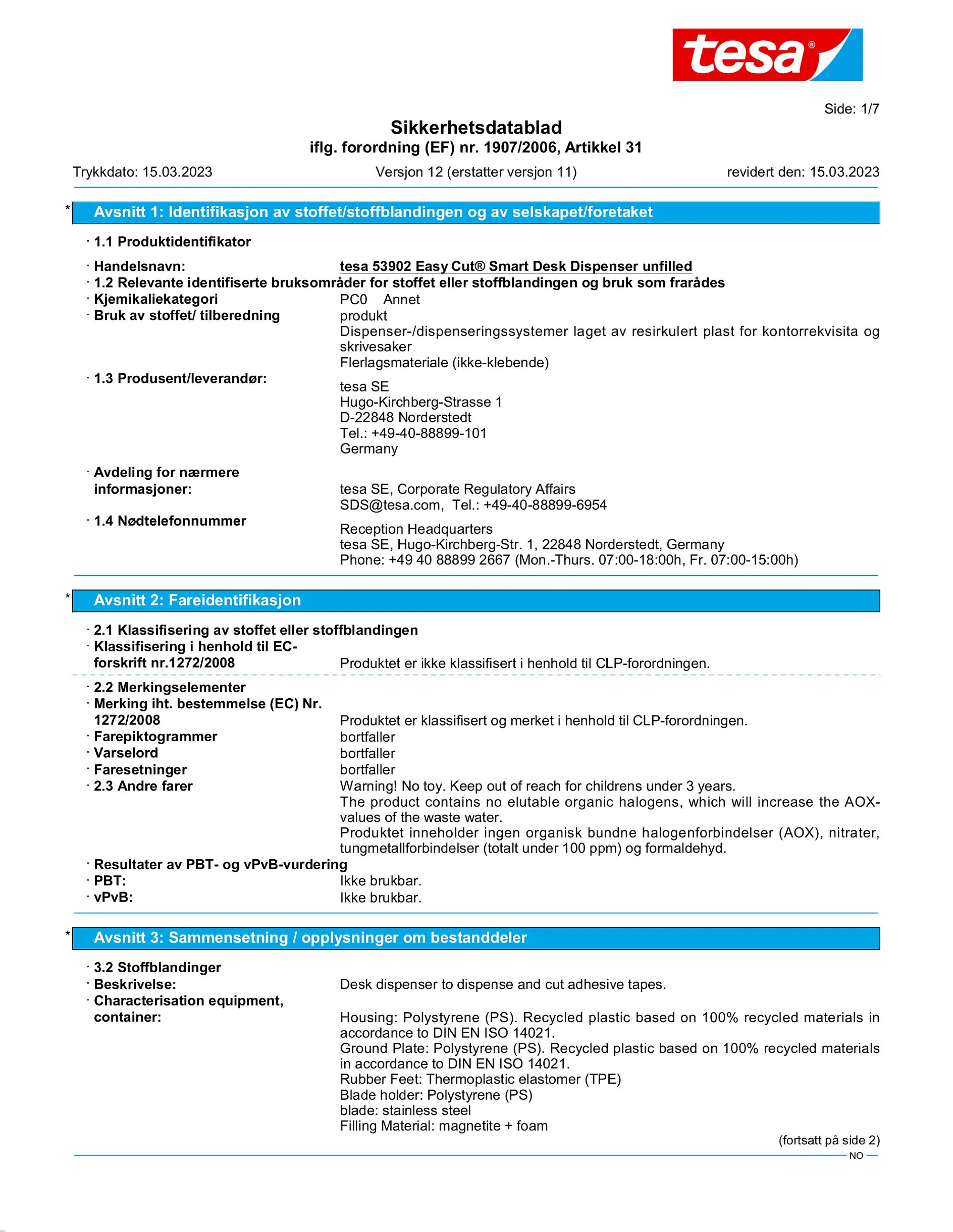 Safety data sheet_tesa® Easy Cut 53902_nb-NO_v12