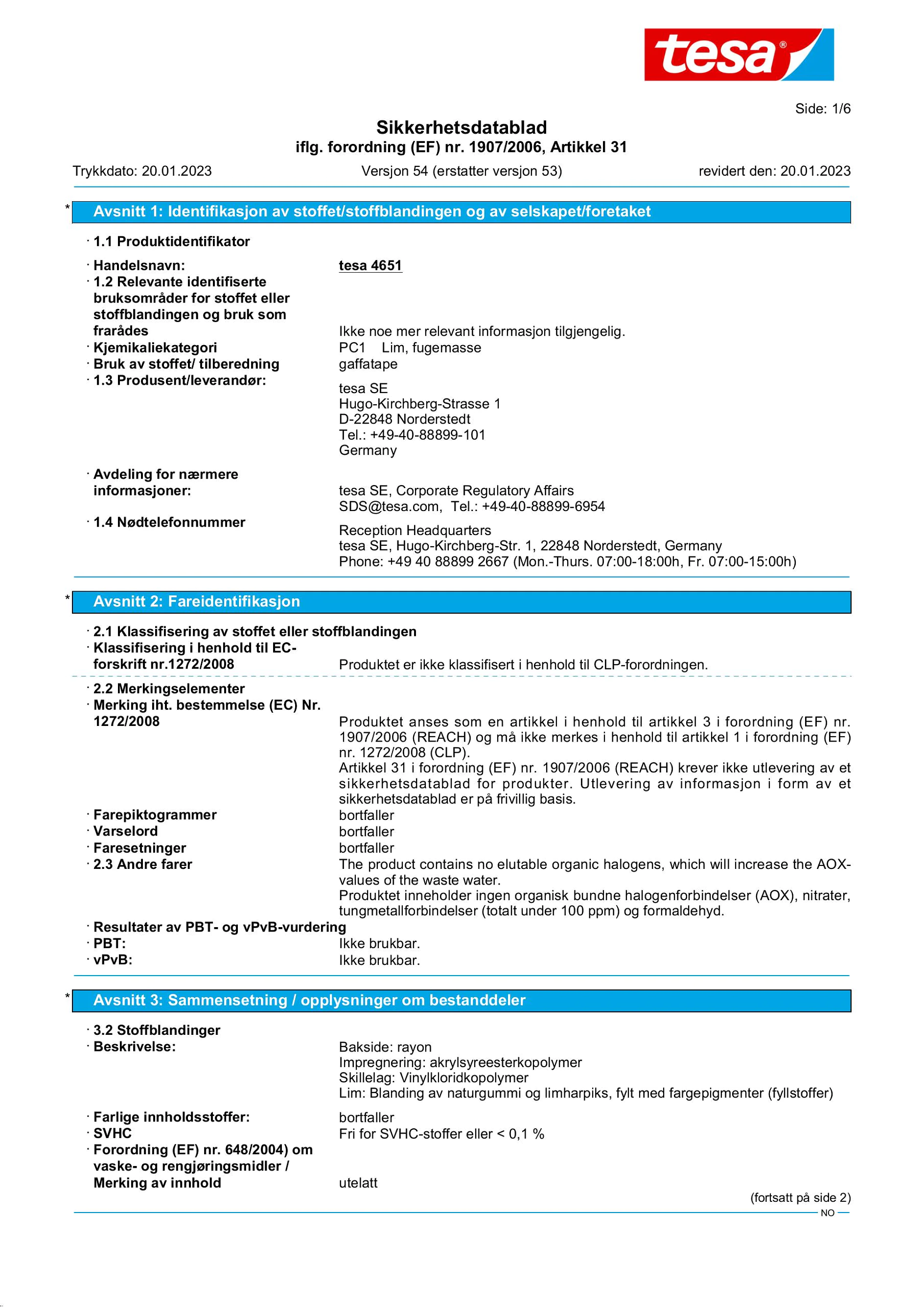 Safety data sheet_tesa® 04651_nb-NO_v54