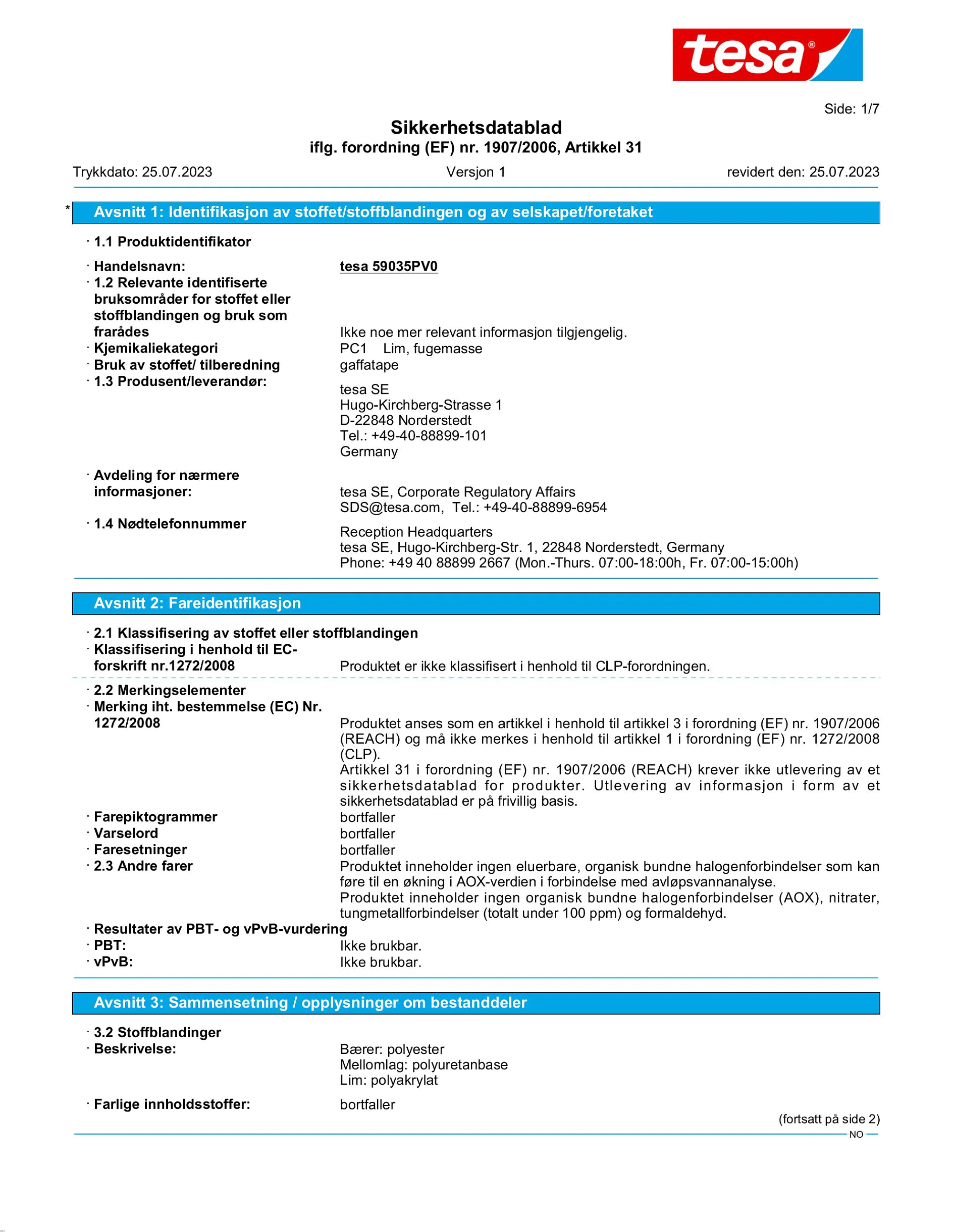 Safety data sheet_tesafilm® 59036_nb-NO_v1