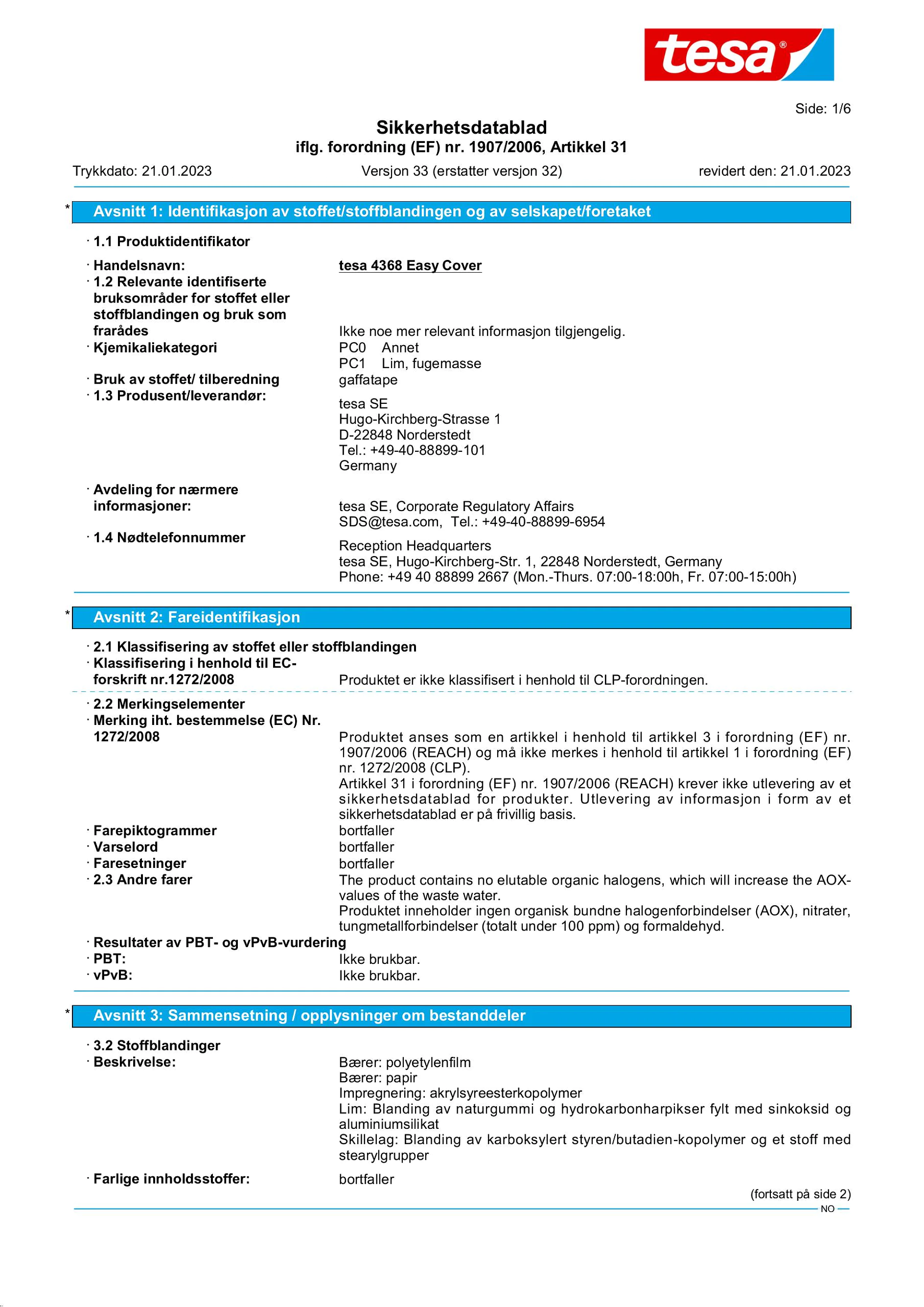 Safety data sheet_tesa® Professional 04368_nb-NO_v33