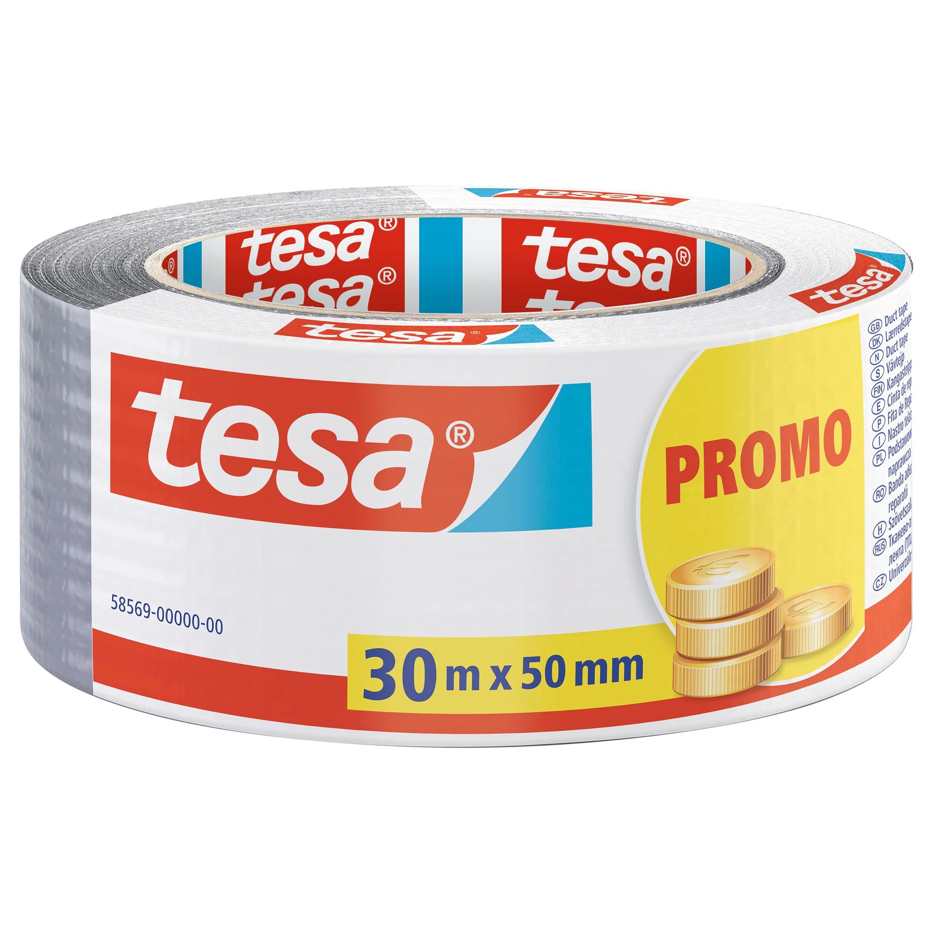 [en-en] tesa Duct tape, grey, 30m x 50mm, Promo