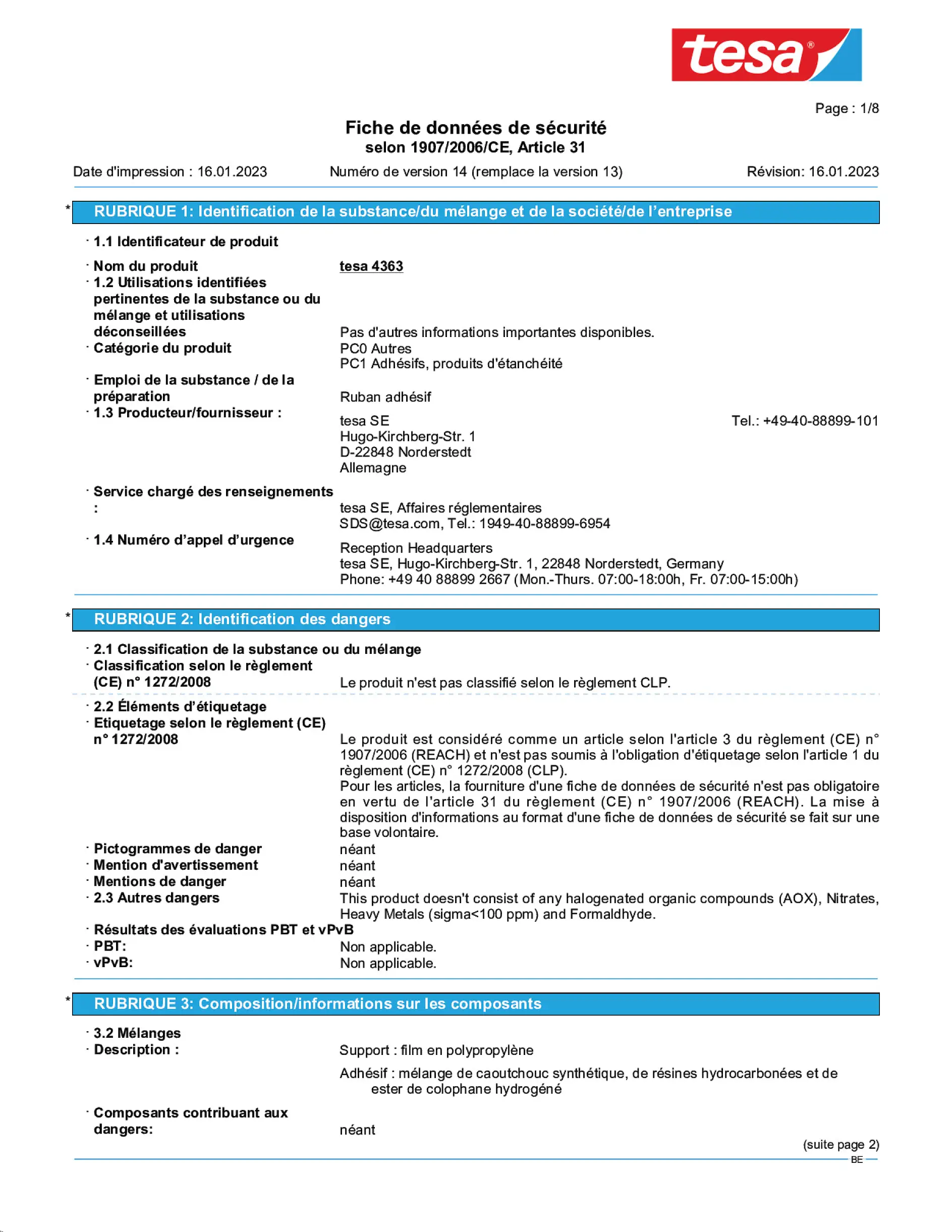 Safety data sheet_tesa® Professional 04363_nl-BE_v14