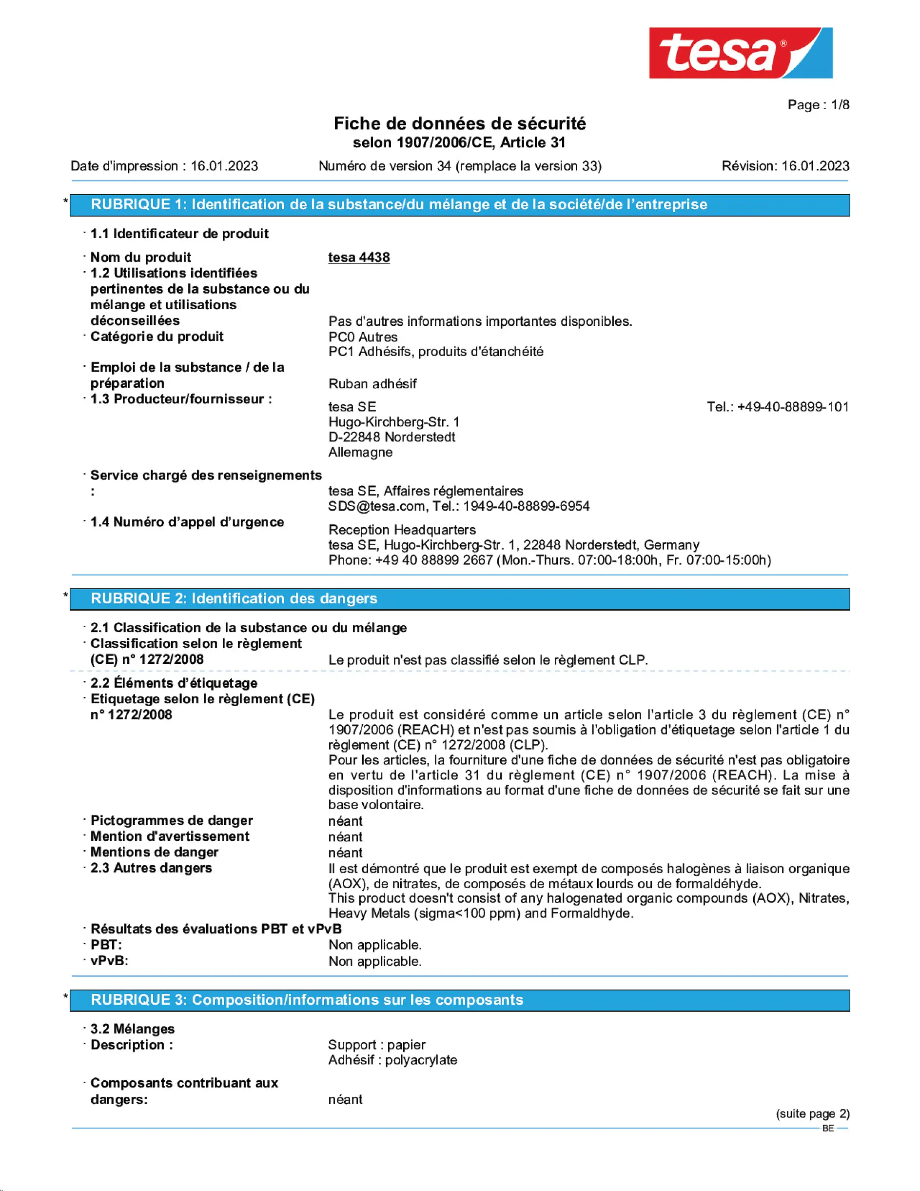 Safety data sheet_tesa® Professional 04438_nl-BE_v34