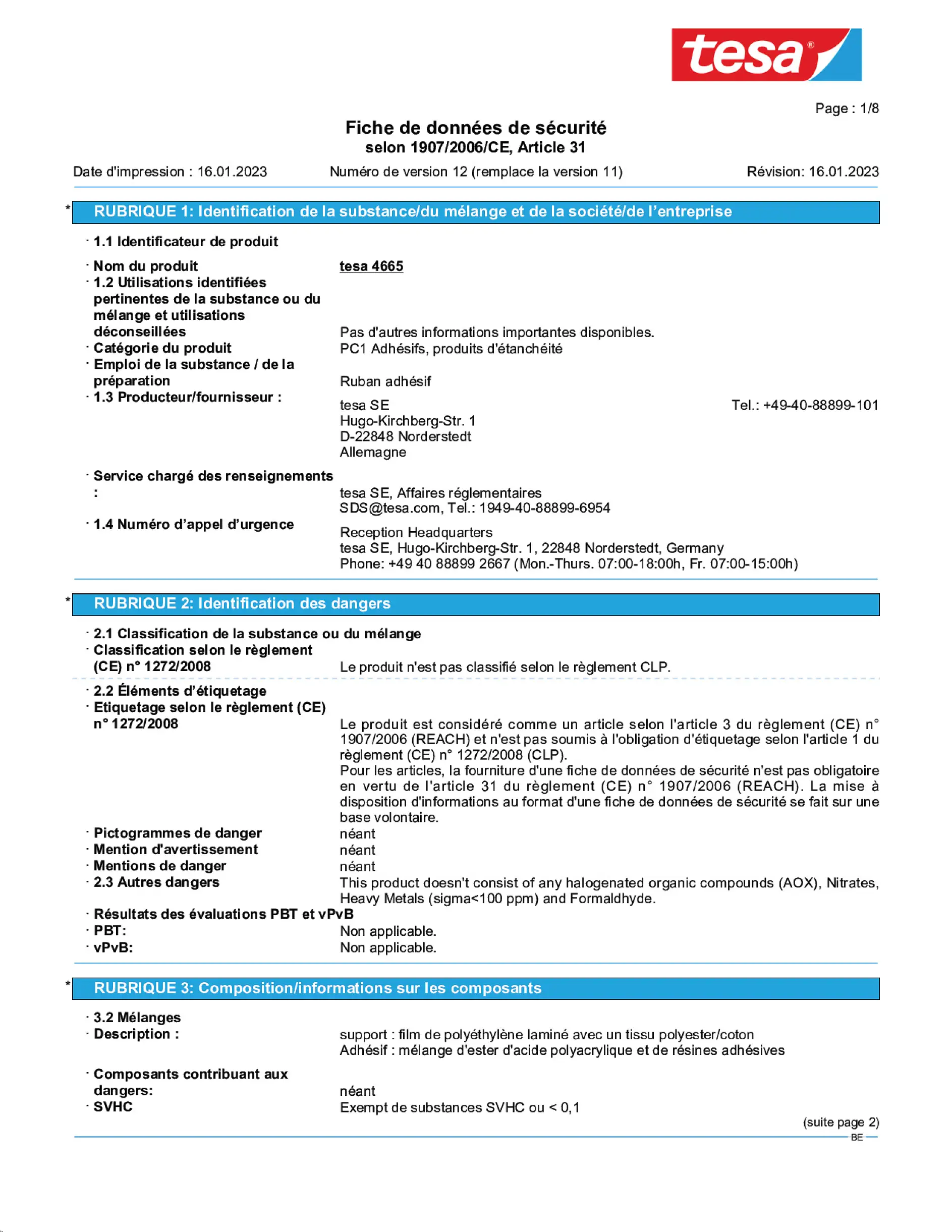 Safety data sheet_tesa® Professional 04665_nl-BE_v12