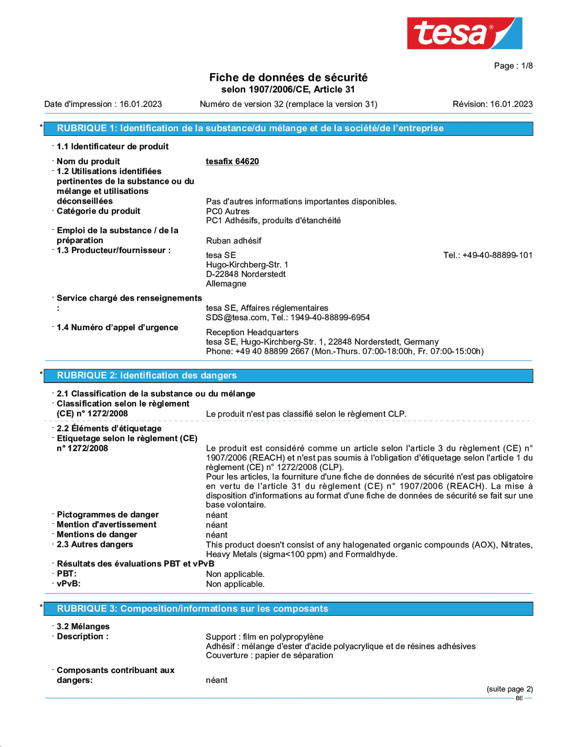 Safety data sheet_tesa® 64620_nl-BE_v32