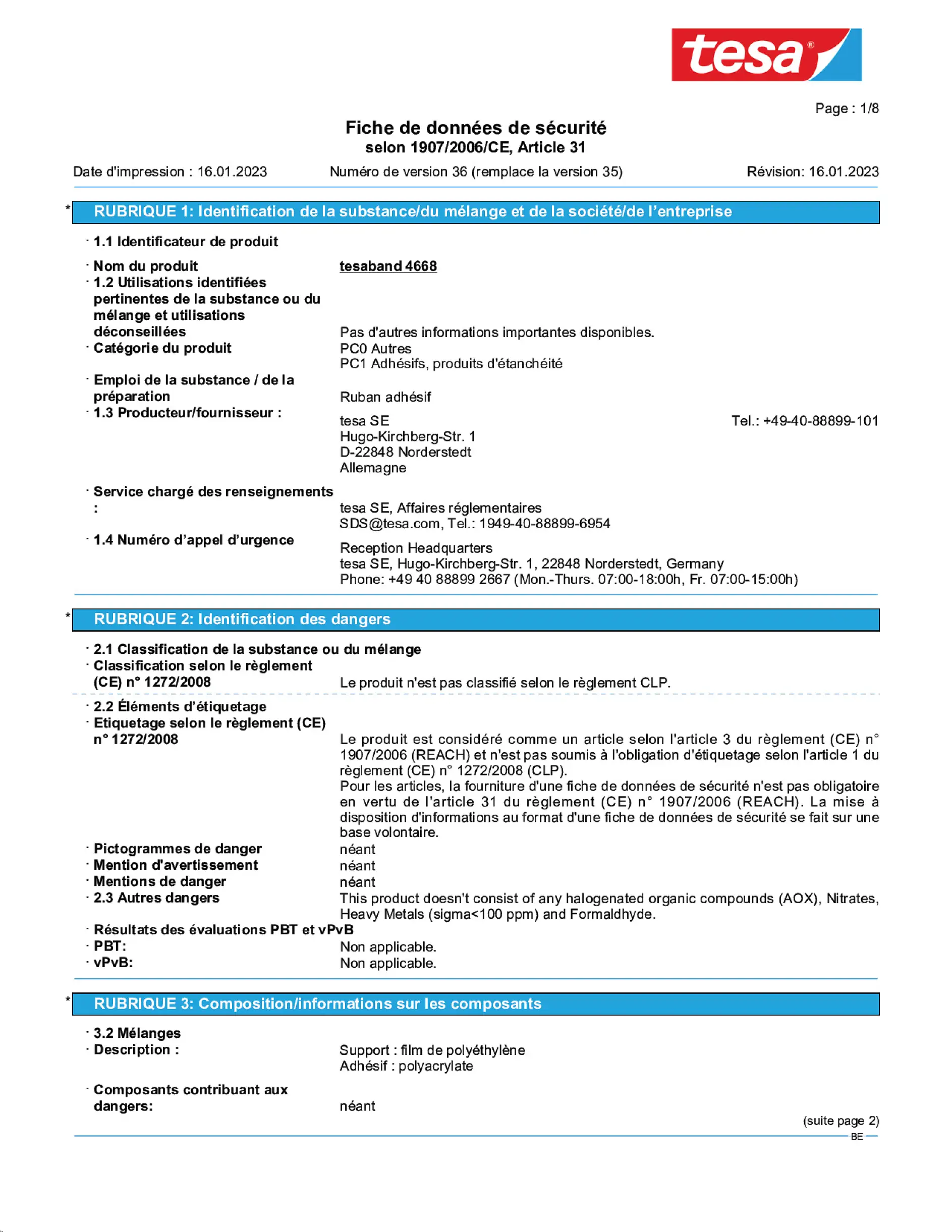 Safety data sheet_tesa® Professional 04668_nl-BE_v36