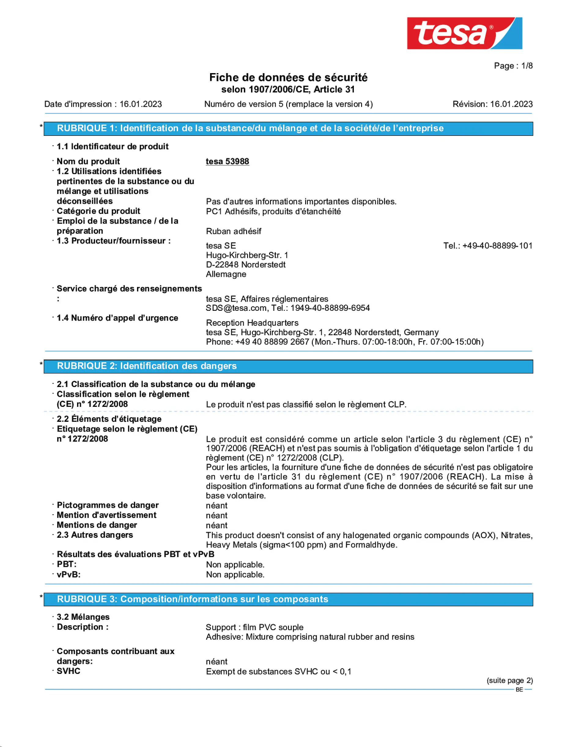 Safety data sheet_tesa® Professional 53988_nl-BE_v5