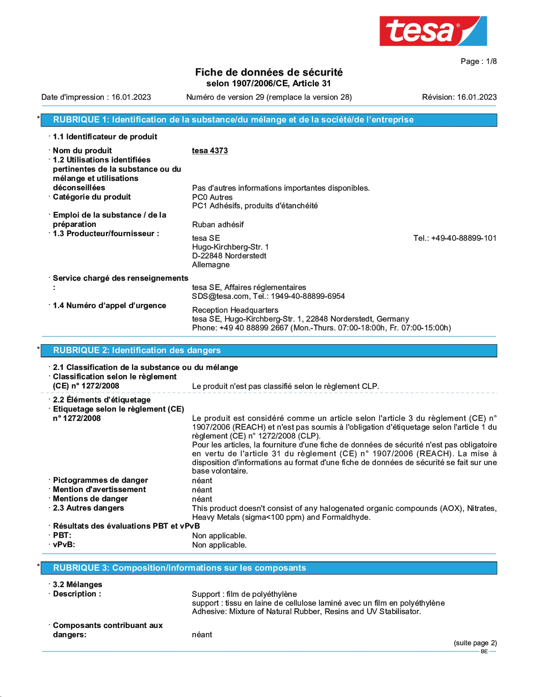 Safety data sheet_tesa® Professional 04373_nl-BE_v29