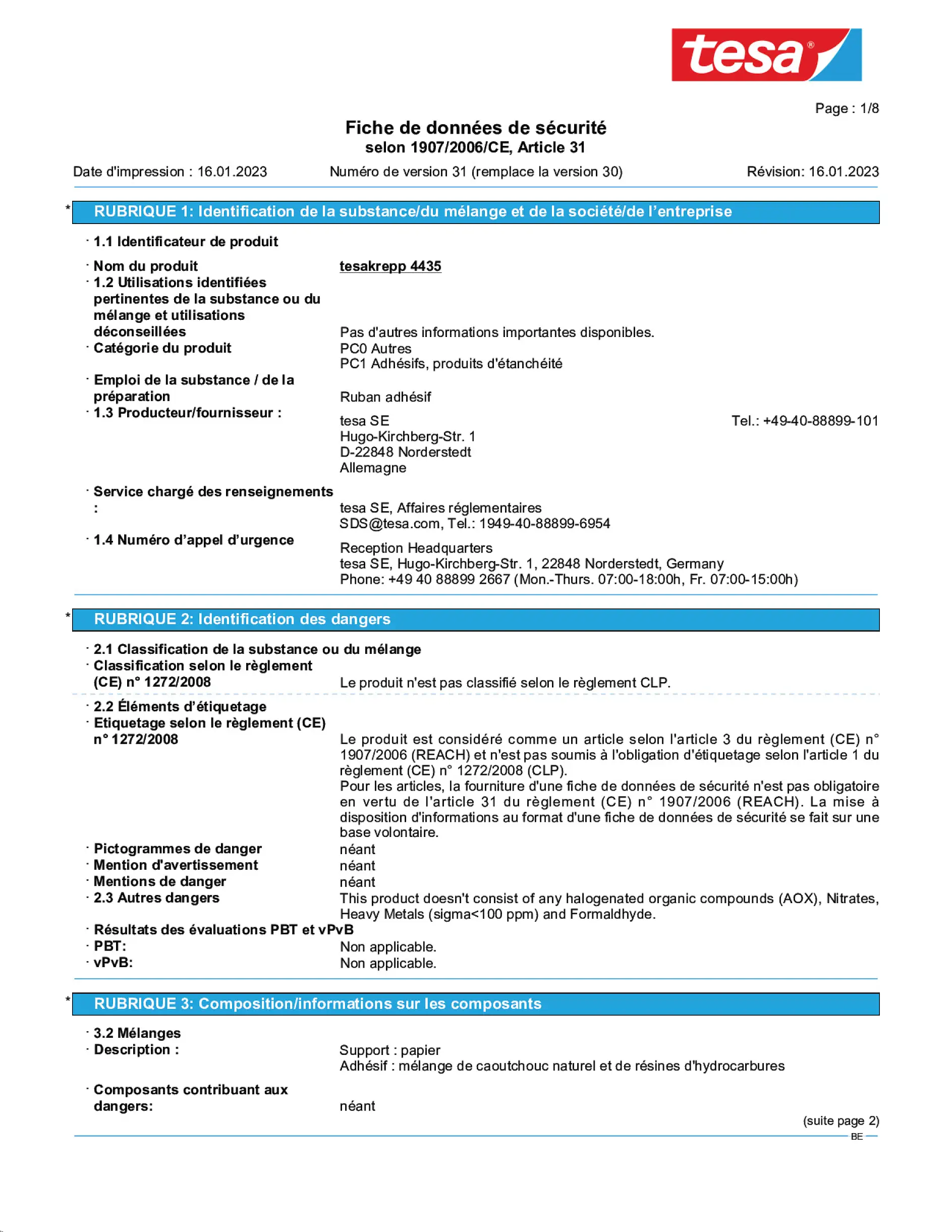 Safety data sheet_tesa® Professional 04435_nl-BE_v31