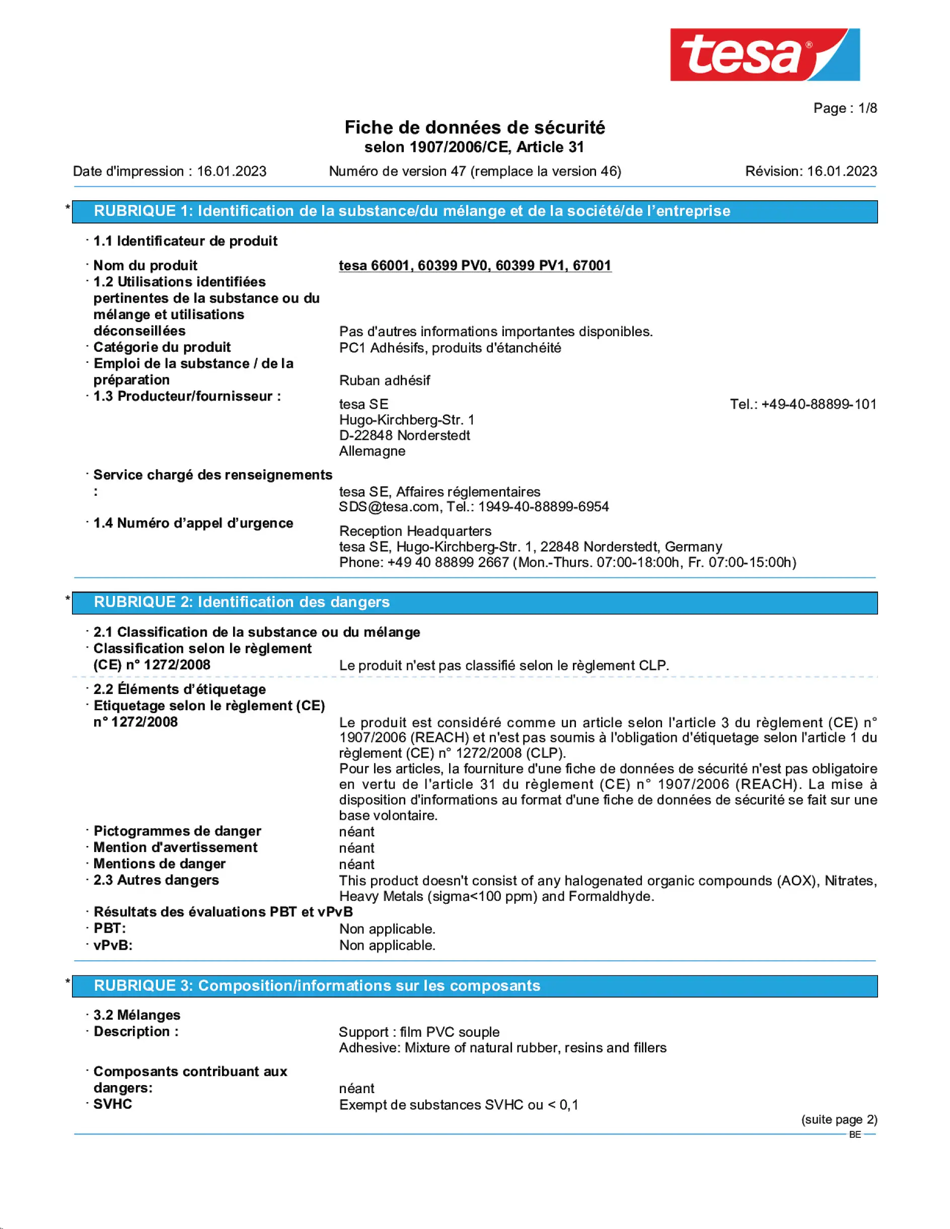 Safety data sheet_tesa® Professional 66001_nl-BE_v47