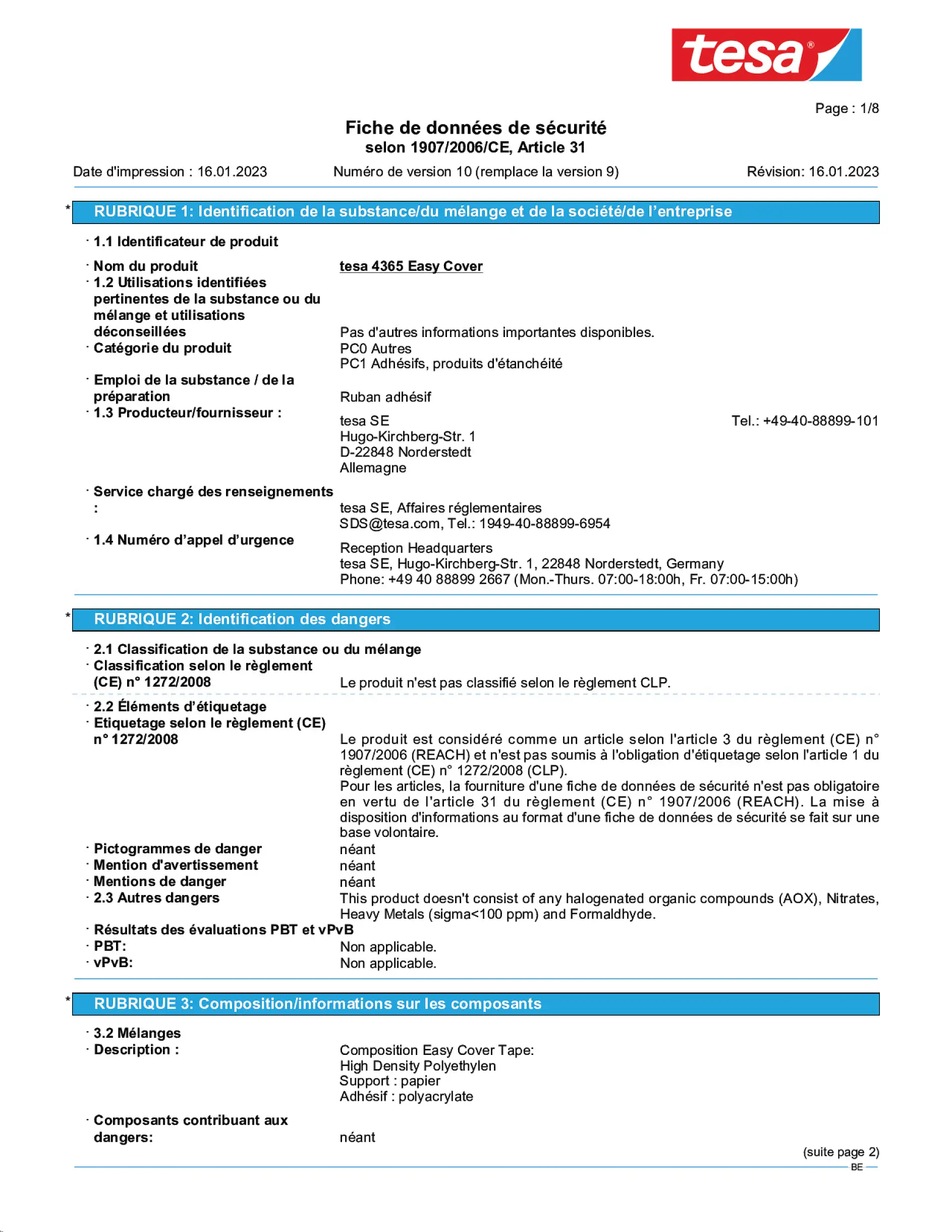 Safety data sheet_tesa® Professional 04365_nl-BE_v10
