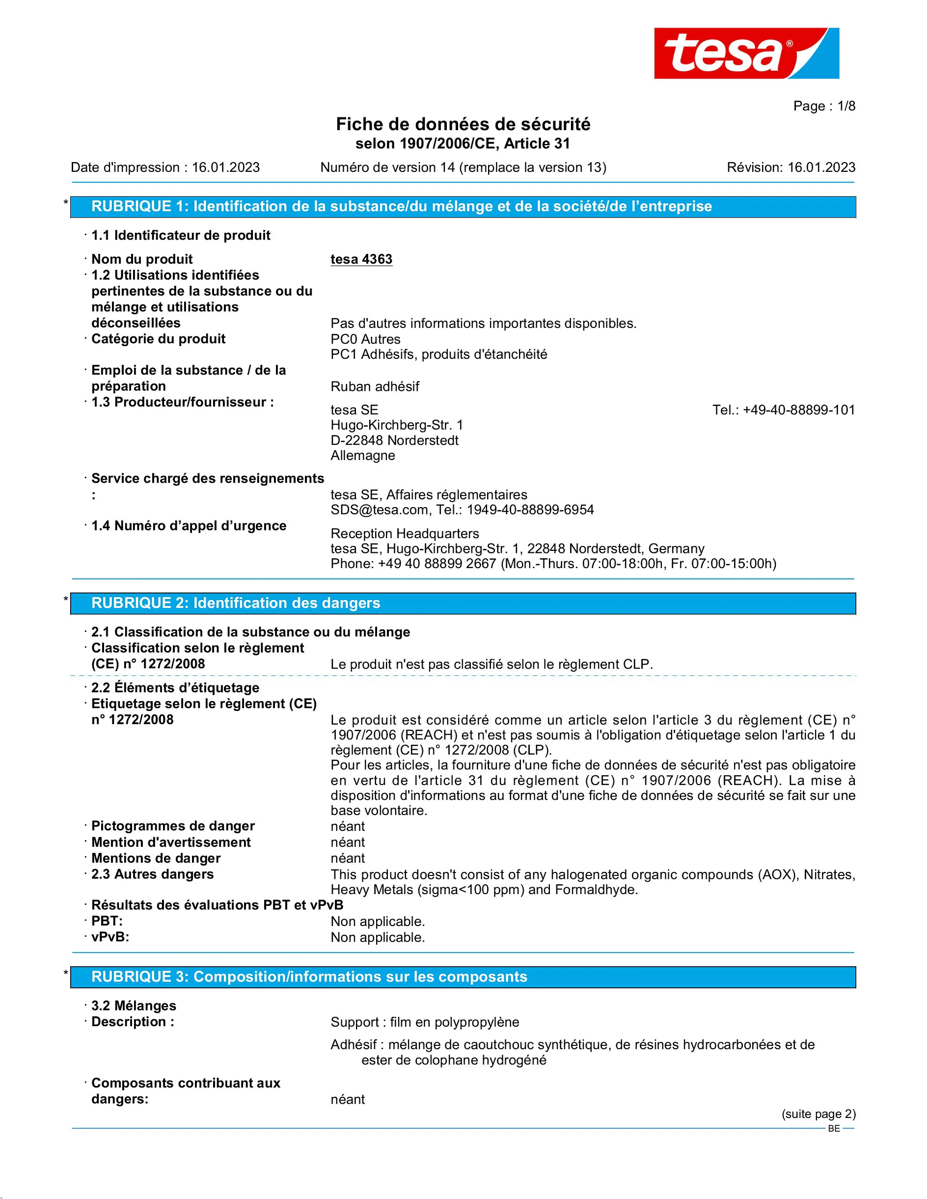 Safety data sheet_tesa® Professional 04363_nl-BE_v14