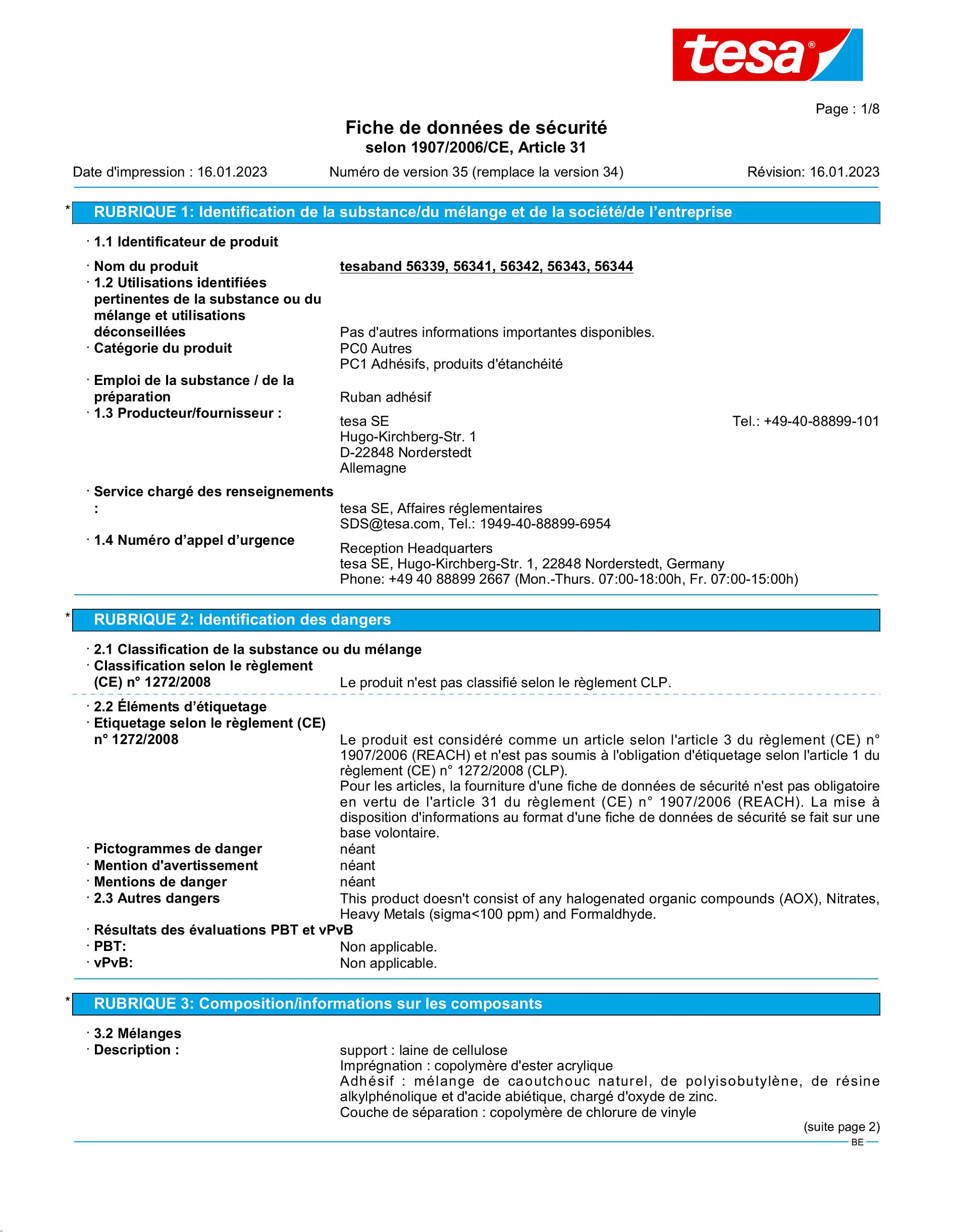 Safety data sheet_tesa® extra Power 56339_nl-BE_v35