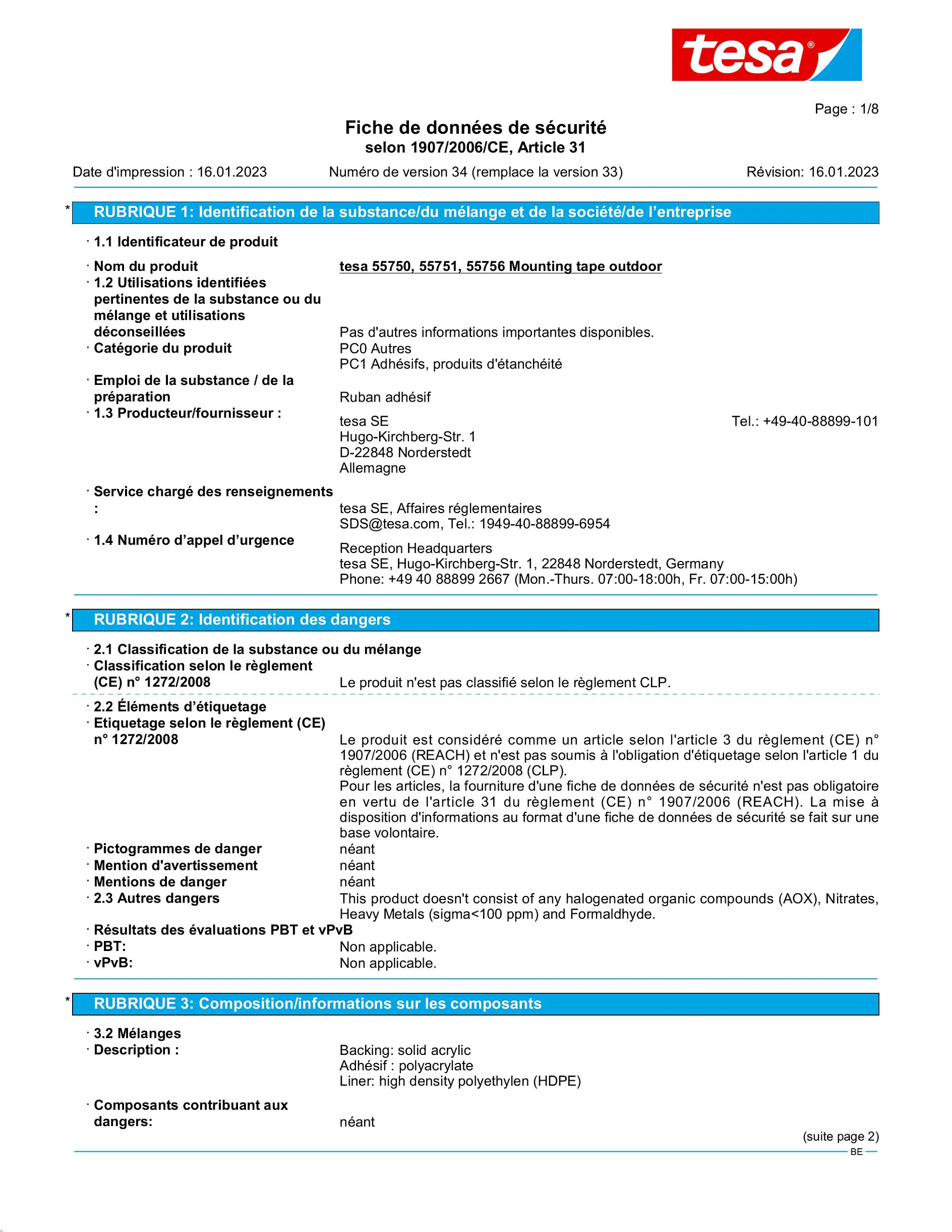 Safety data sheet_tesa® Powerbond 55751_nl-BE_v34