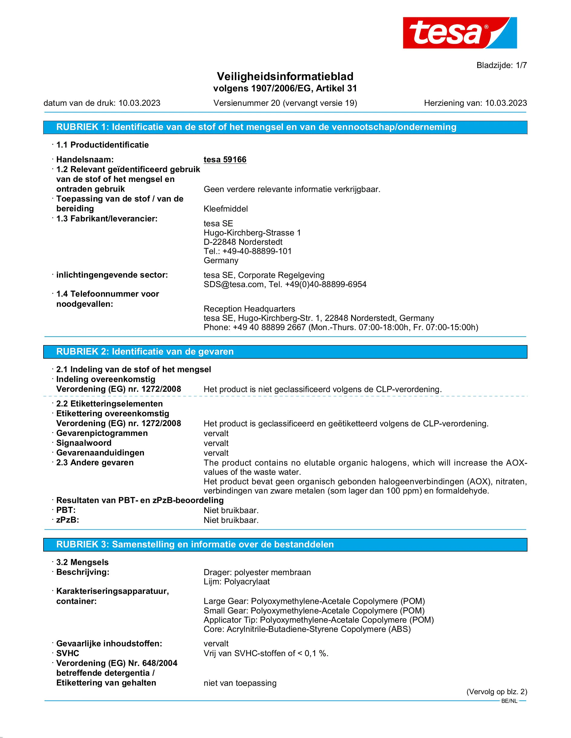 Safety data sheet_tesa® 59166_nl-BE_v20