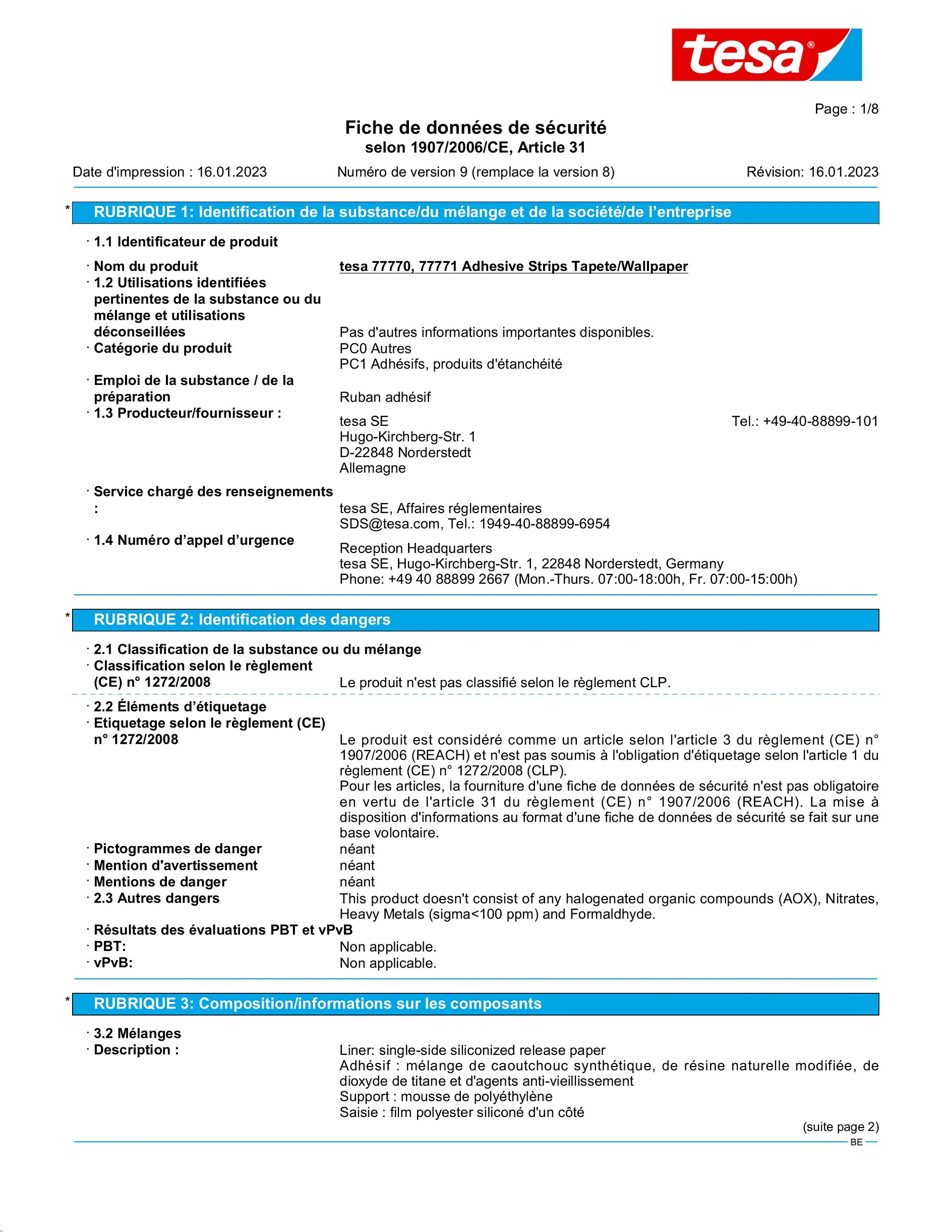 Safety data sheet_tesa® 77771_nl-BE_v9