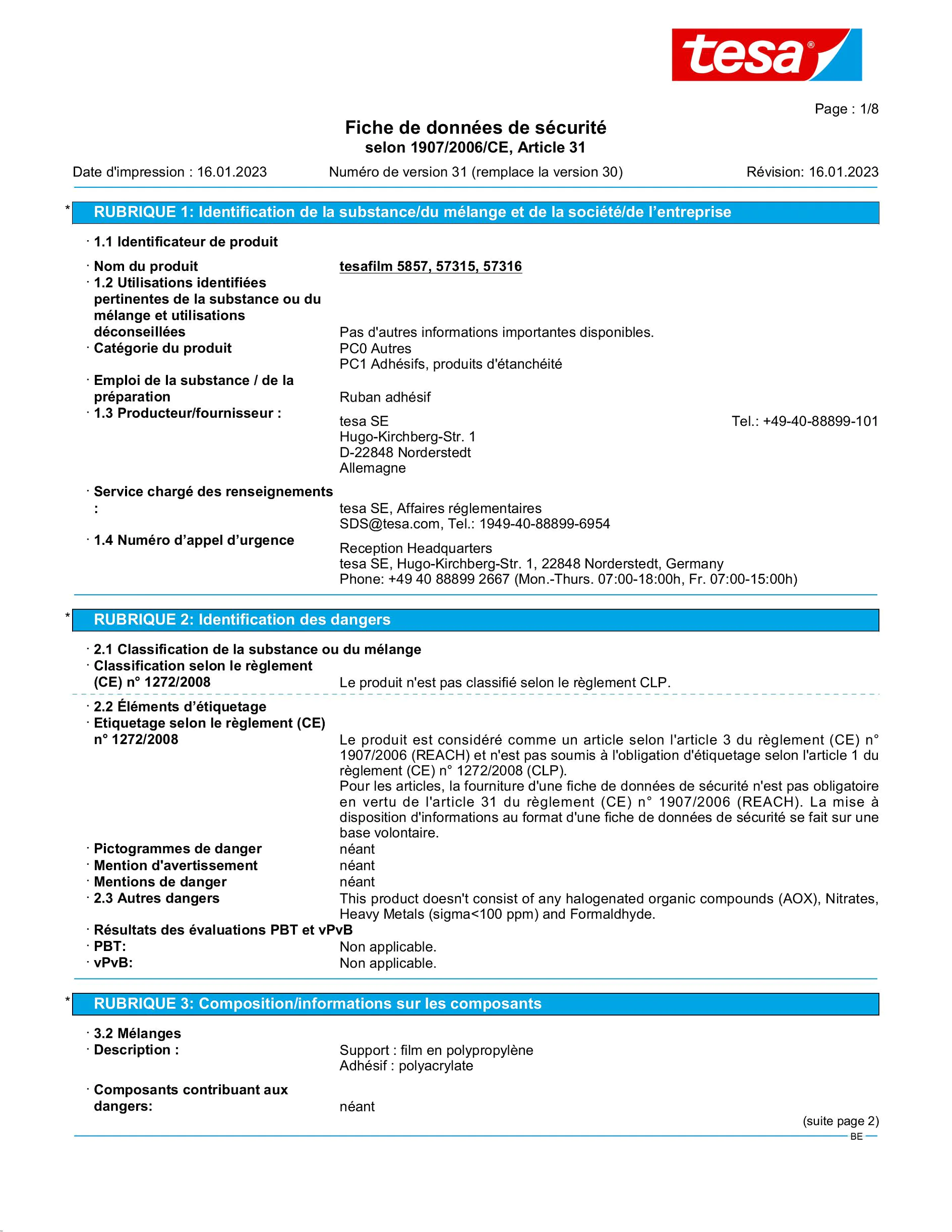 Safety data sheet_tesafilm® 57315_nl-BE_v31