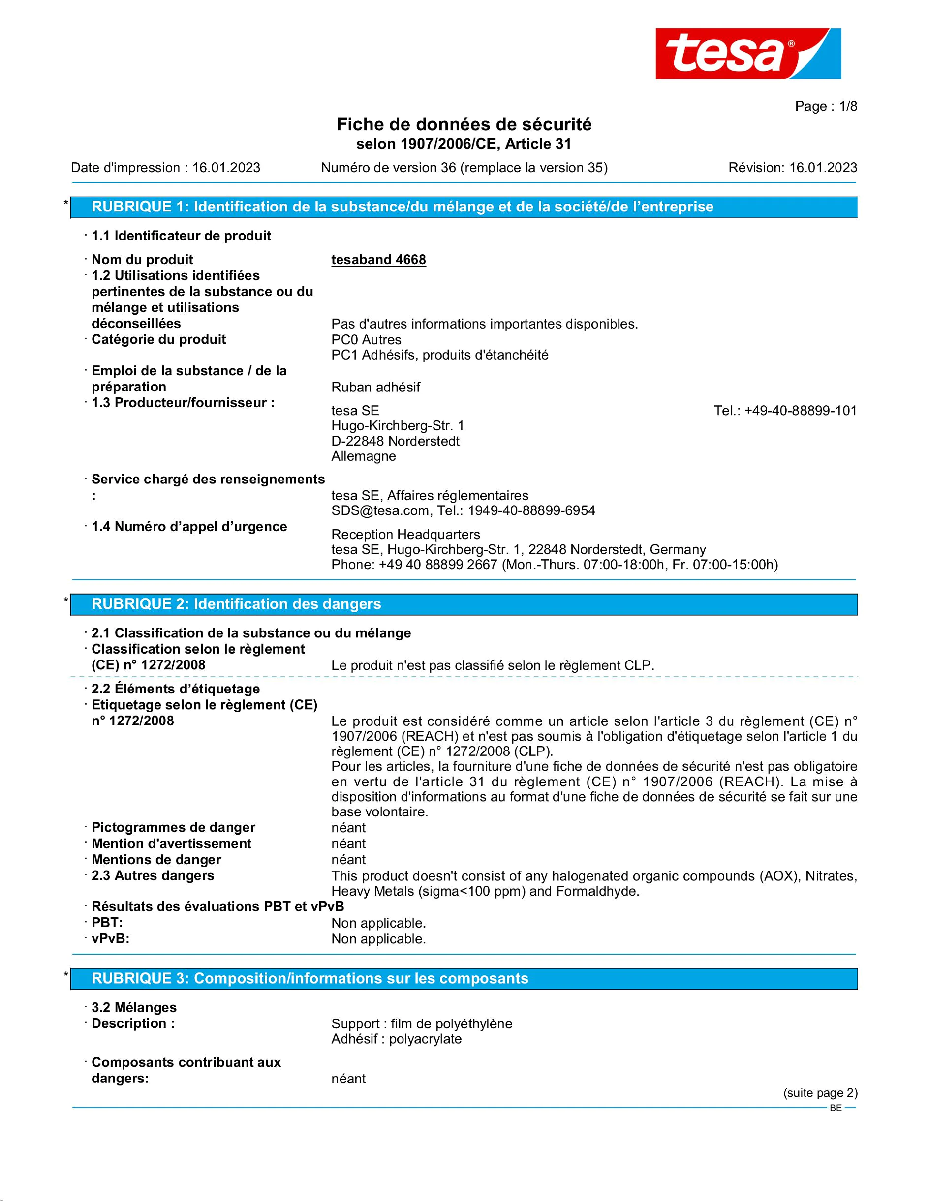 Safety data sheet_tesa® Professional 04668_nl-BE_v36