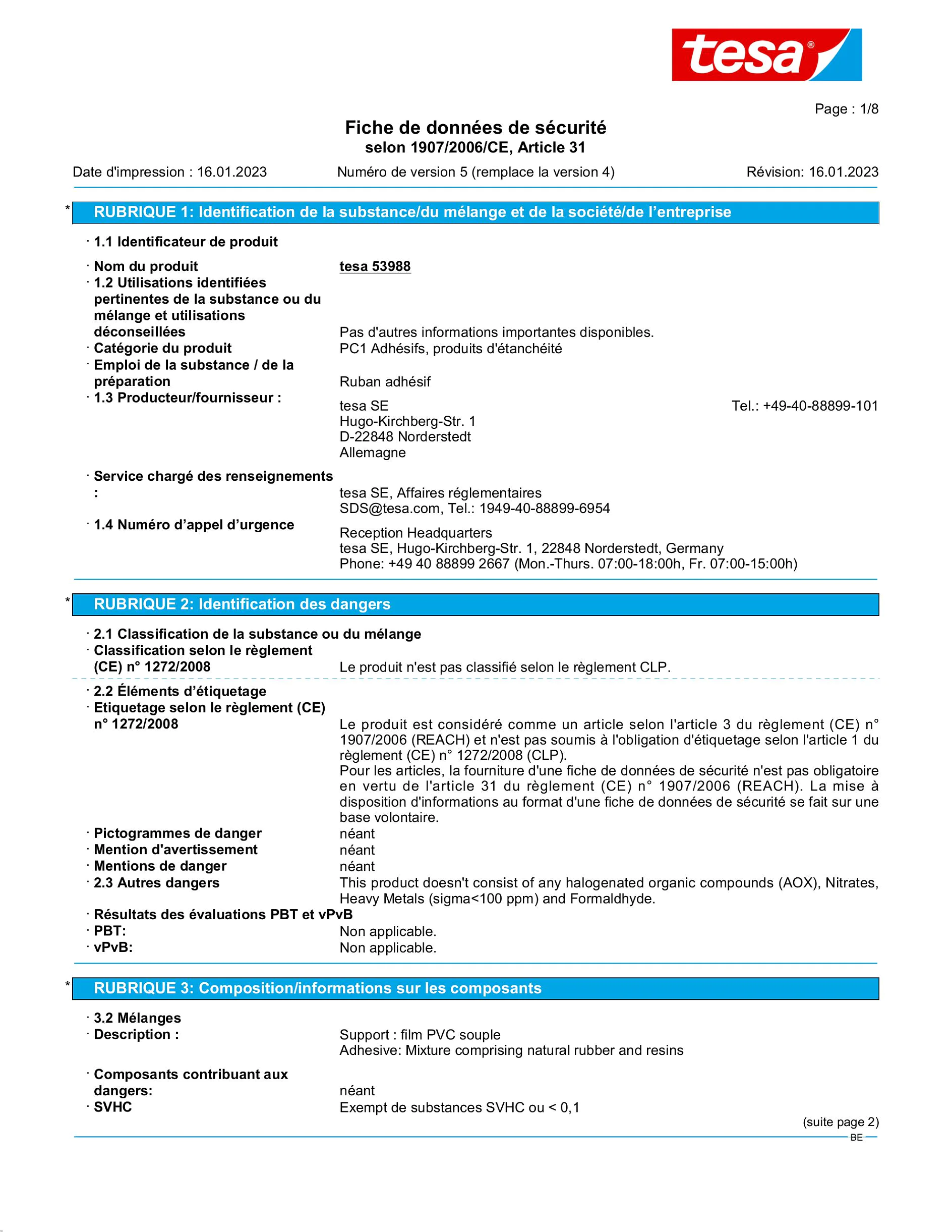 Safety data sheet_tesa® Professional 53988_nl-BE_v5