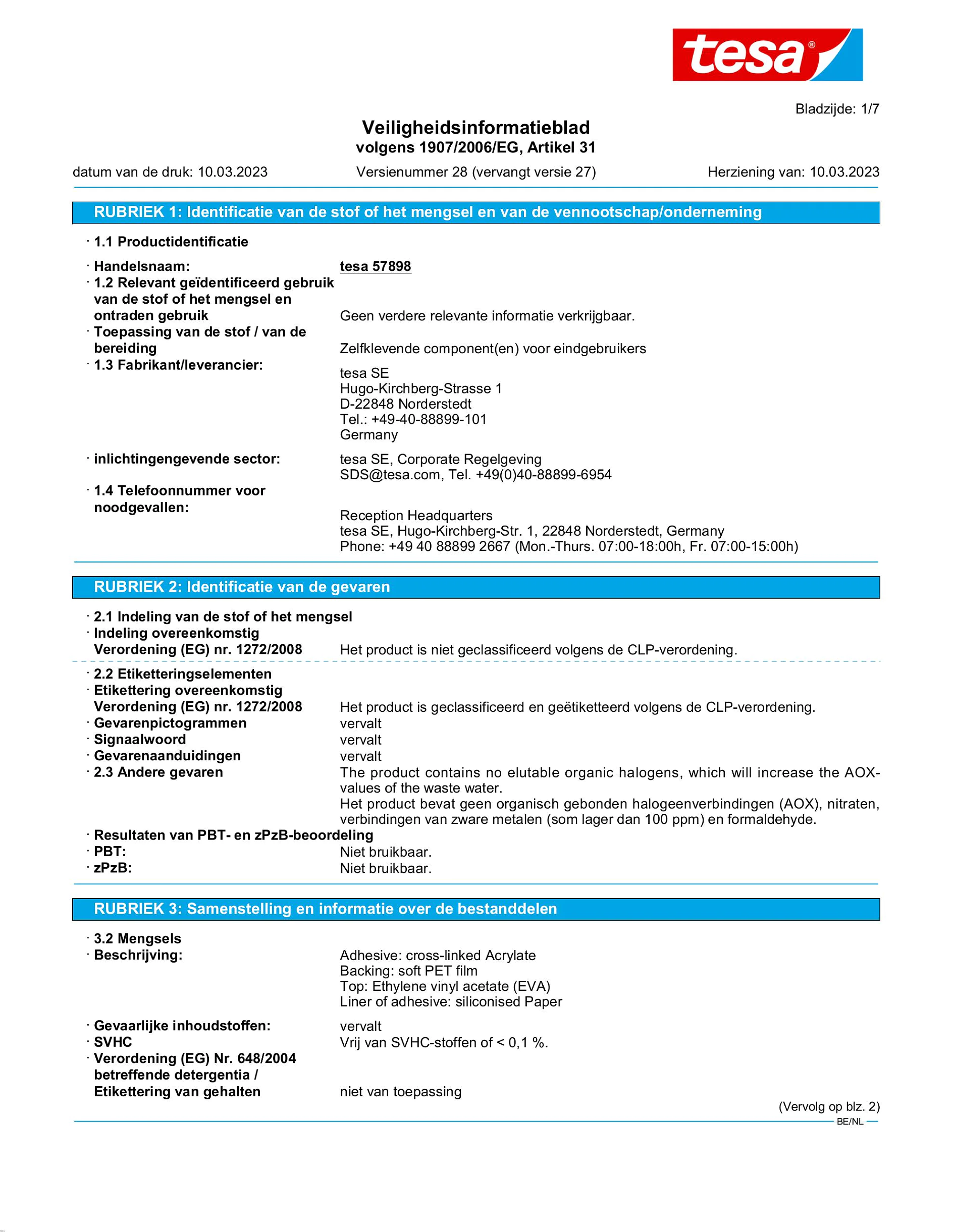 Safety data sheet_tesa® Protect 57706_nl-BE_v28