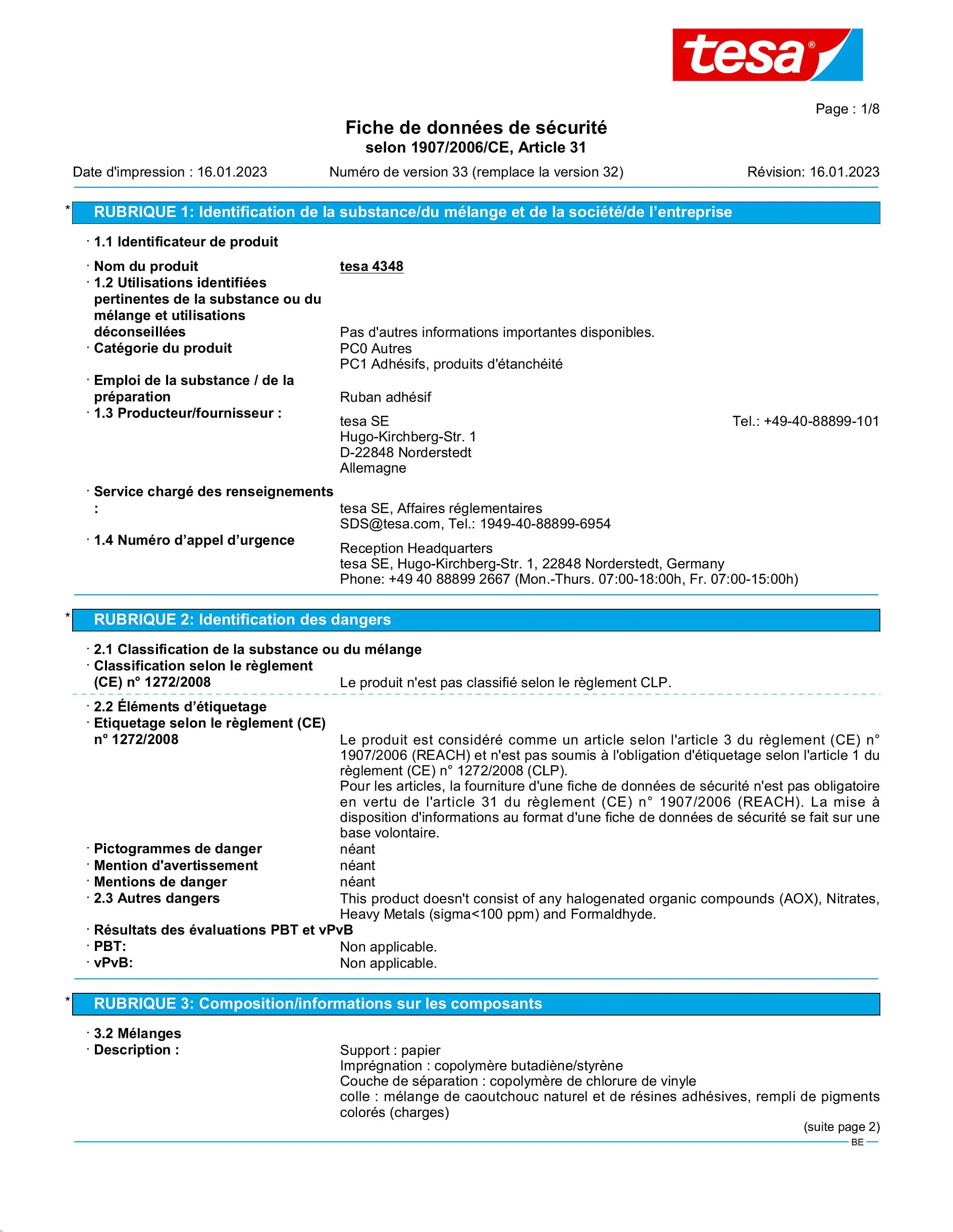 Safety data sheet_tesa® Professional 04348_nl-BE_v33