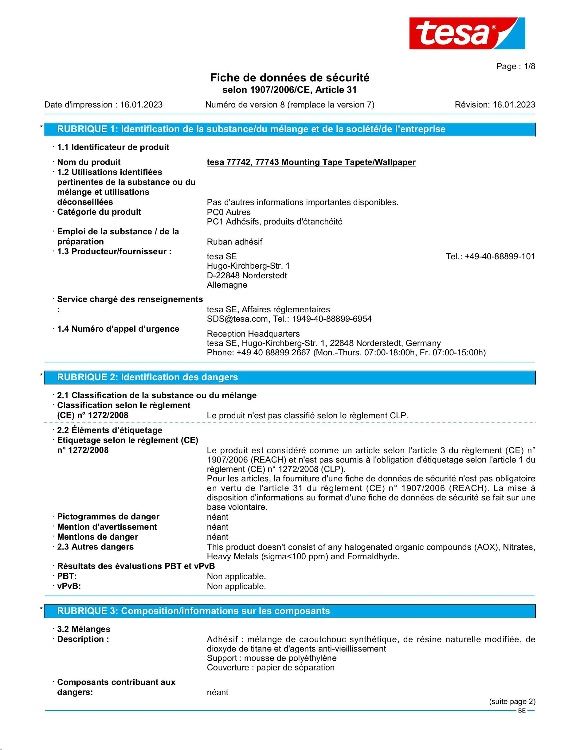 Safety data sheet_tesa® 77742_nl-BE_v8