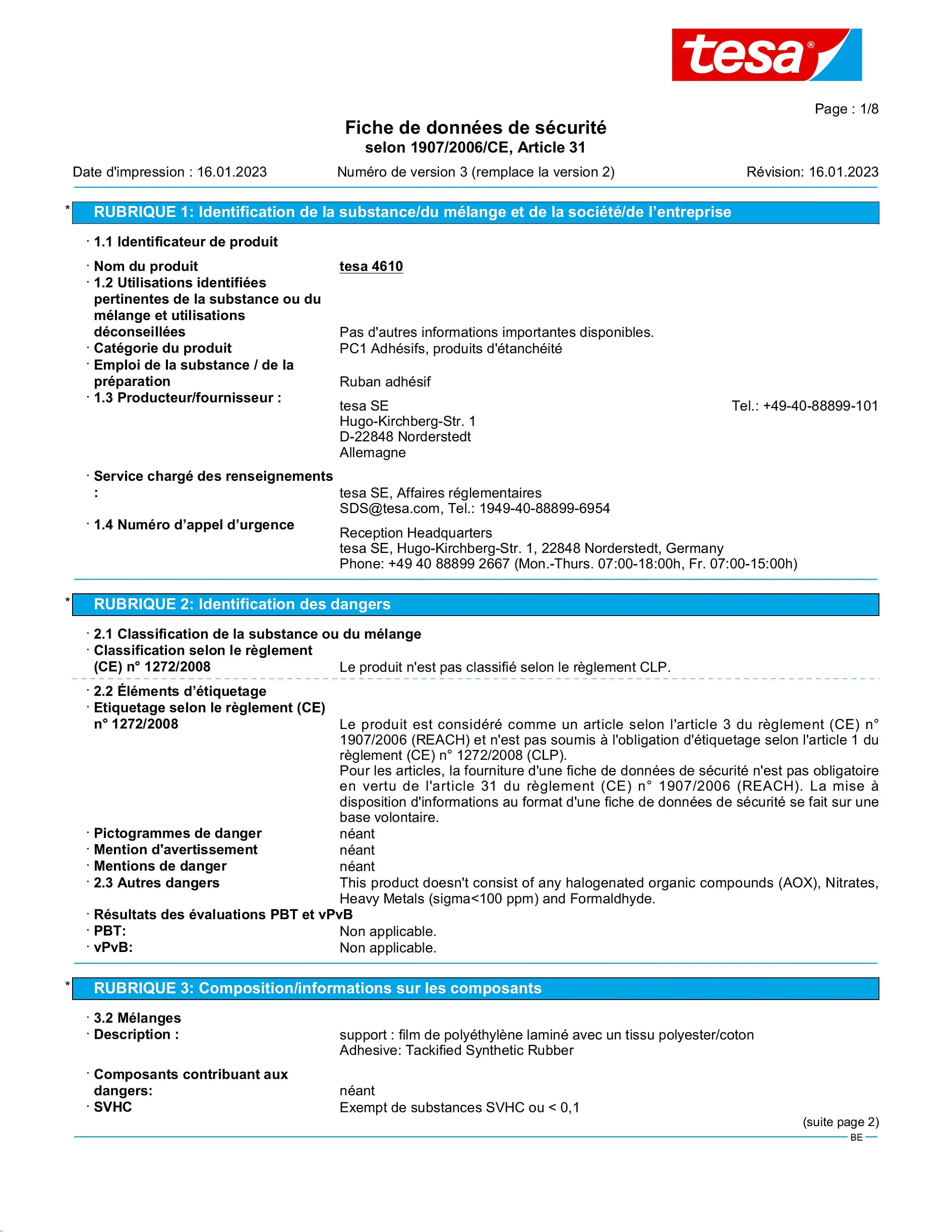 Safety data sheet_tesa® 04610_nl-BE_v3