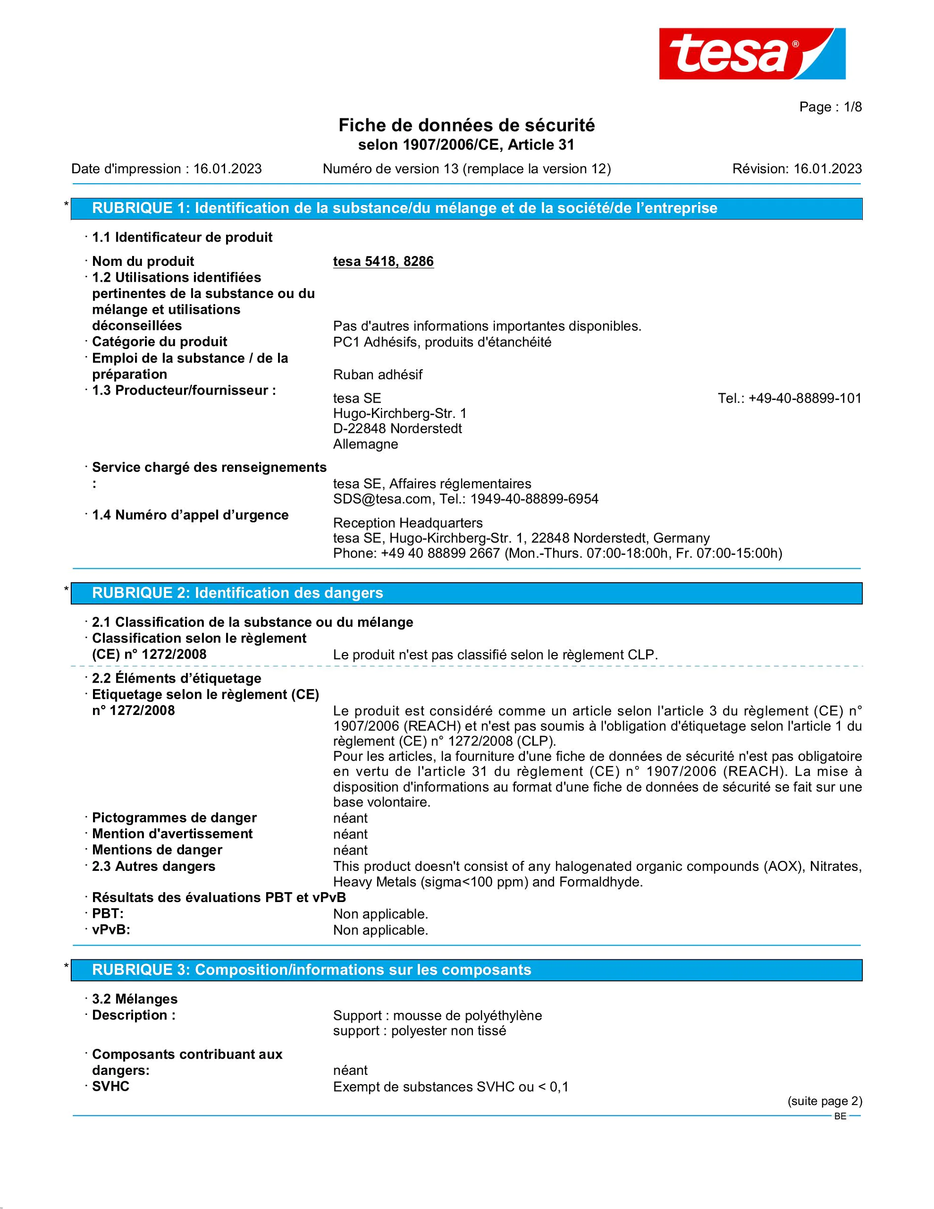 Safety data sheet_tesamoll® 05418_nl-BE_v13