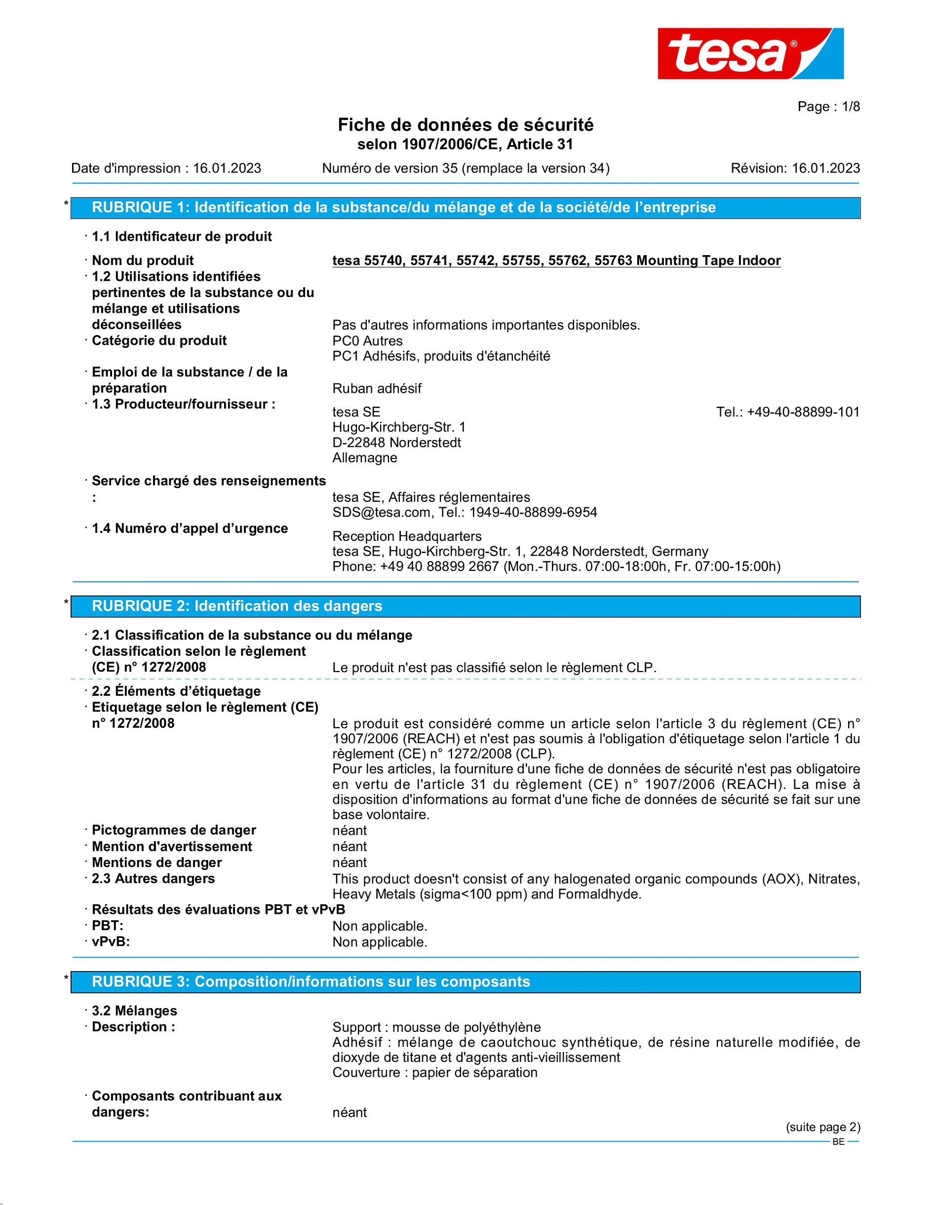 Safety data sheet_tesa® Powerbond 55740_nl-BE_v35